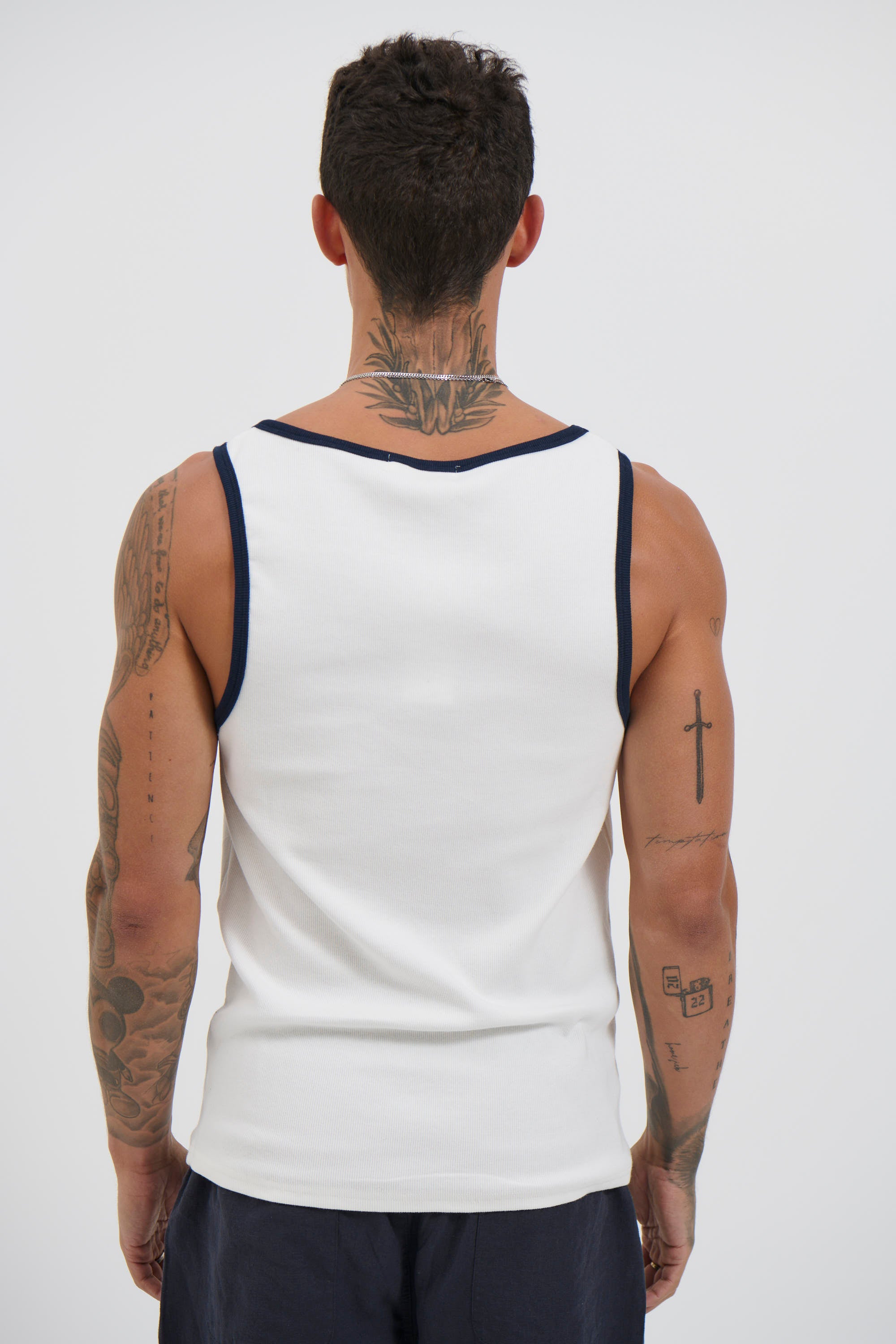 NTH Fitted Tank Navy Rib