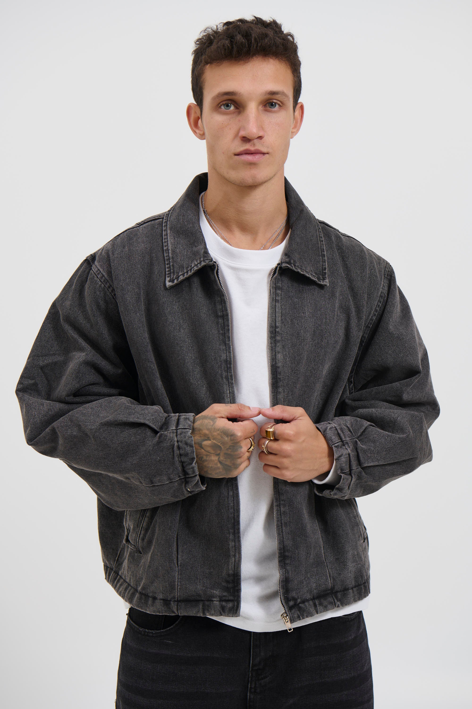 Denim Drop Shoulder Washed Black