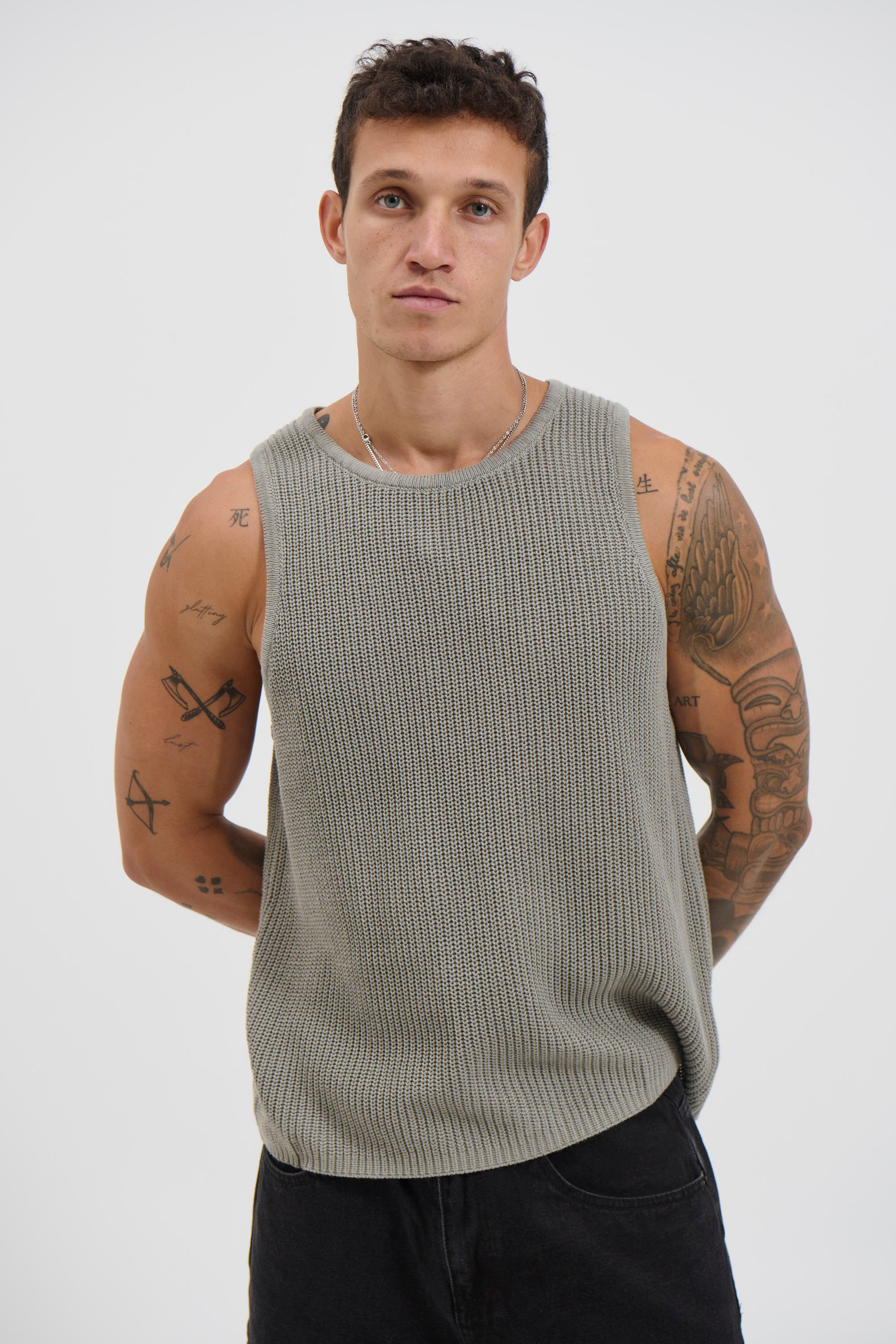 NTH Chunky Knit Tank Dark Grey
