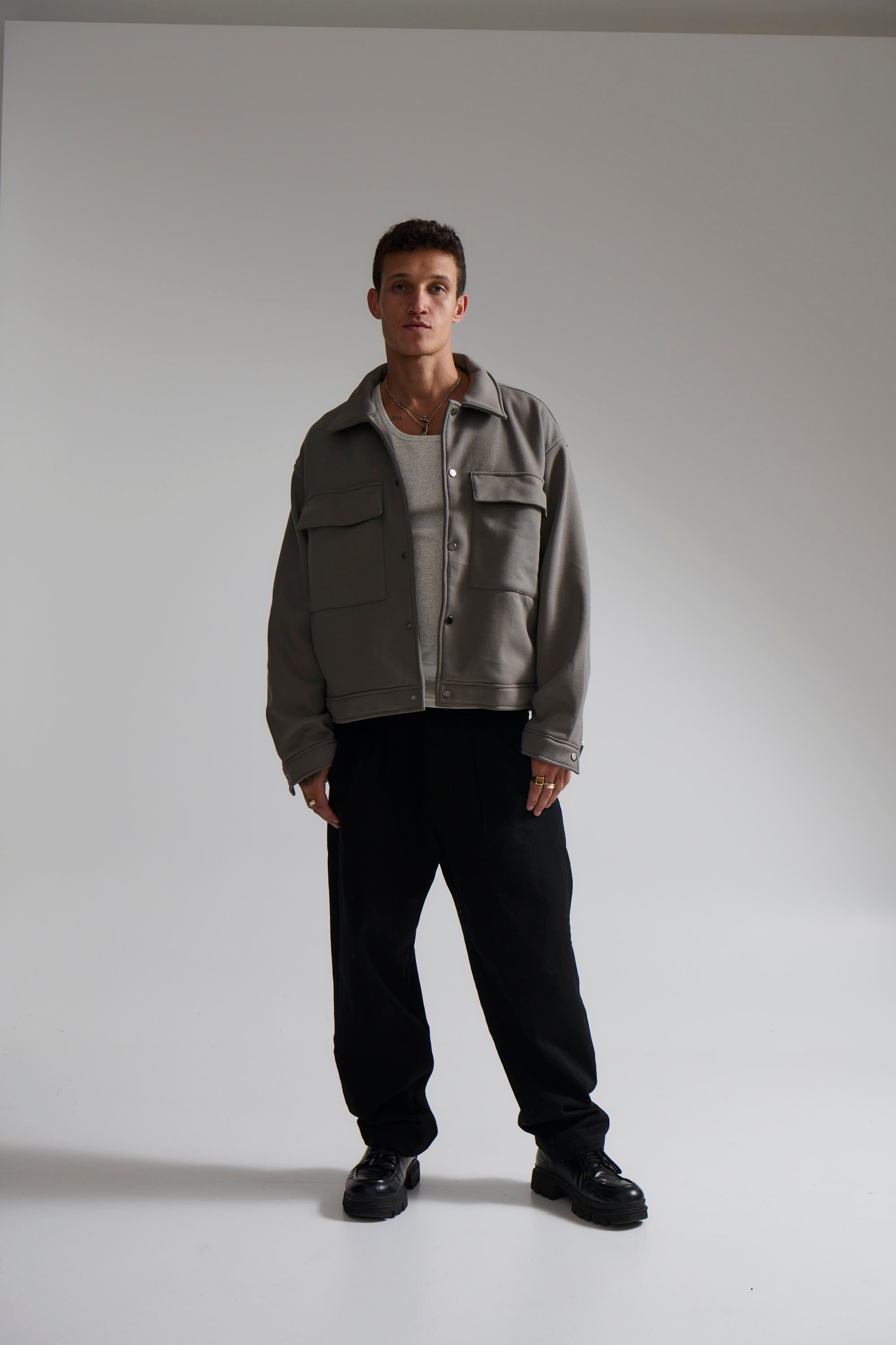 Technical Button Jacket Olive