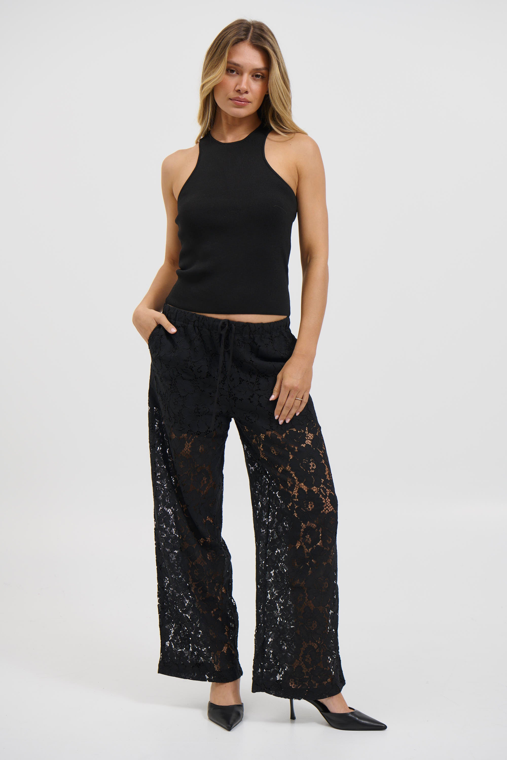 Sarah Lace Pant Black