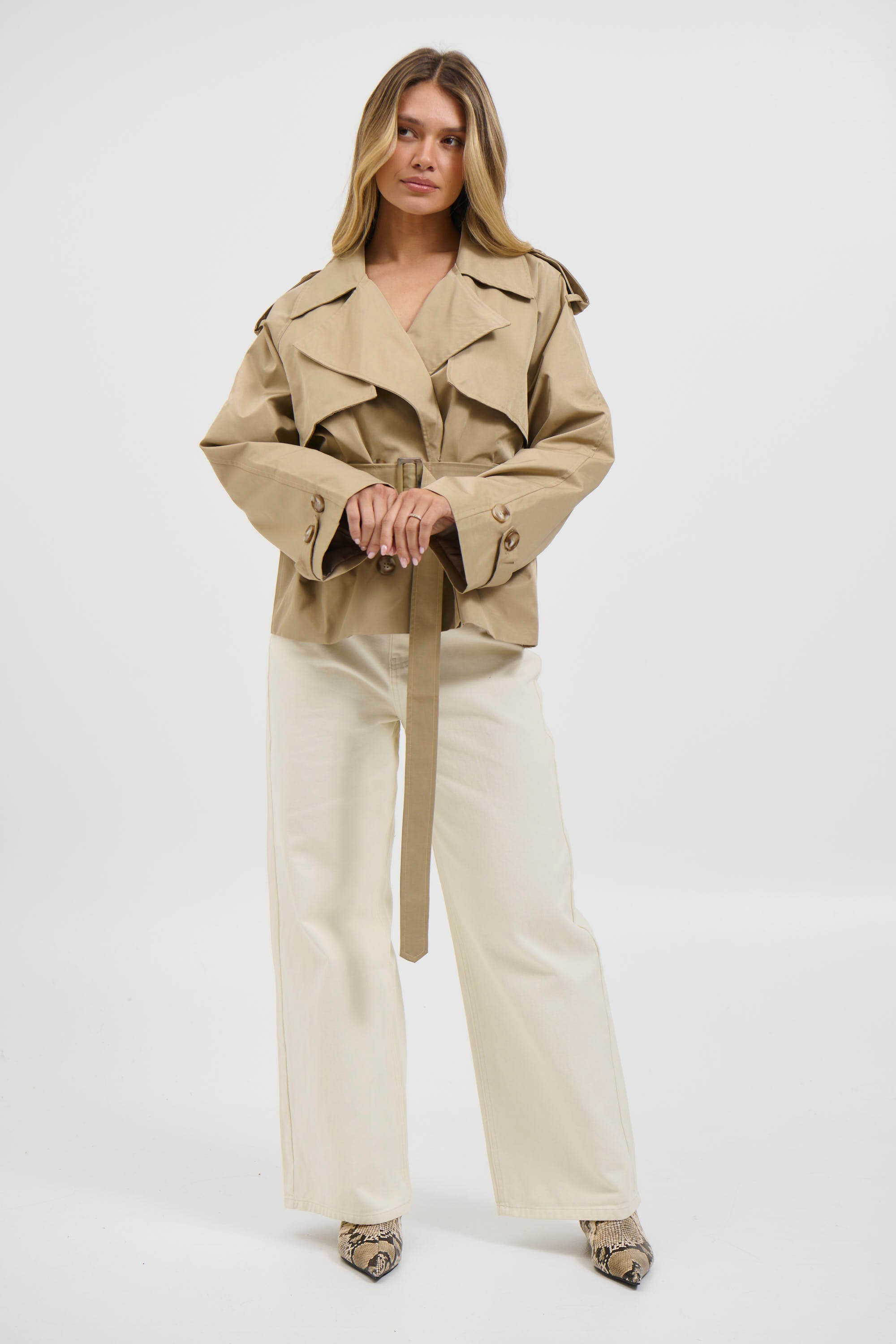 Talisha Cropped Trench Beige
