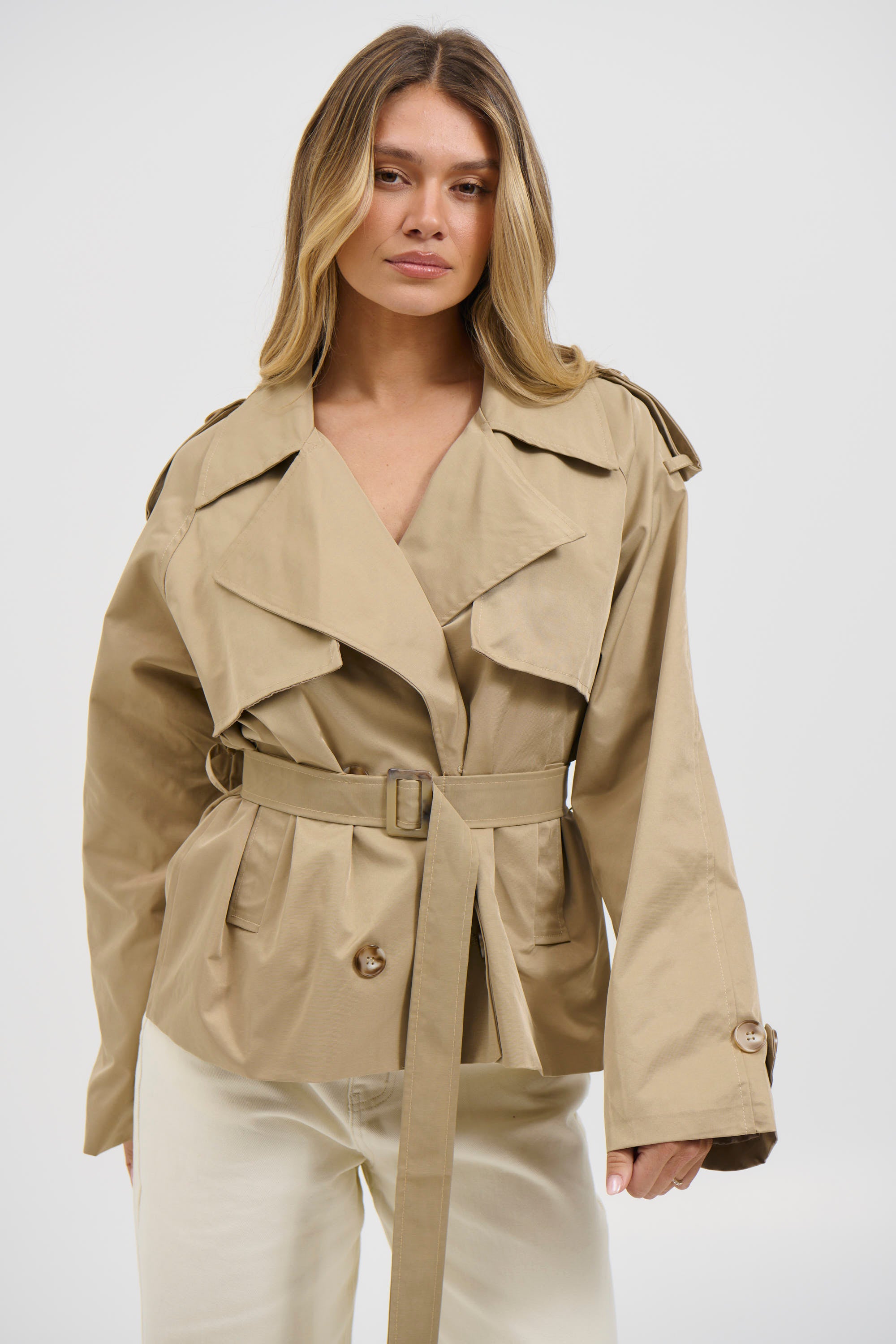 Talisha Cropped Trench Beige