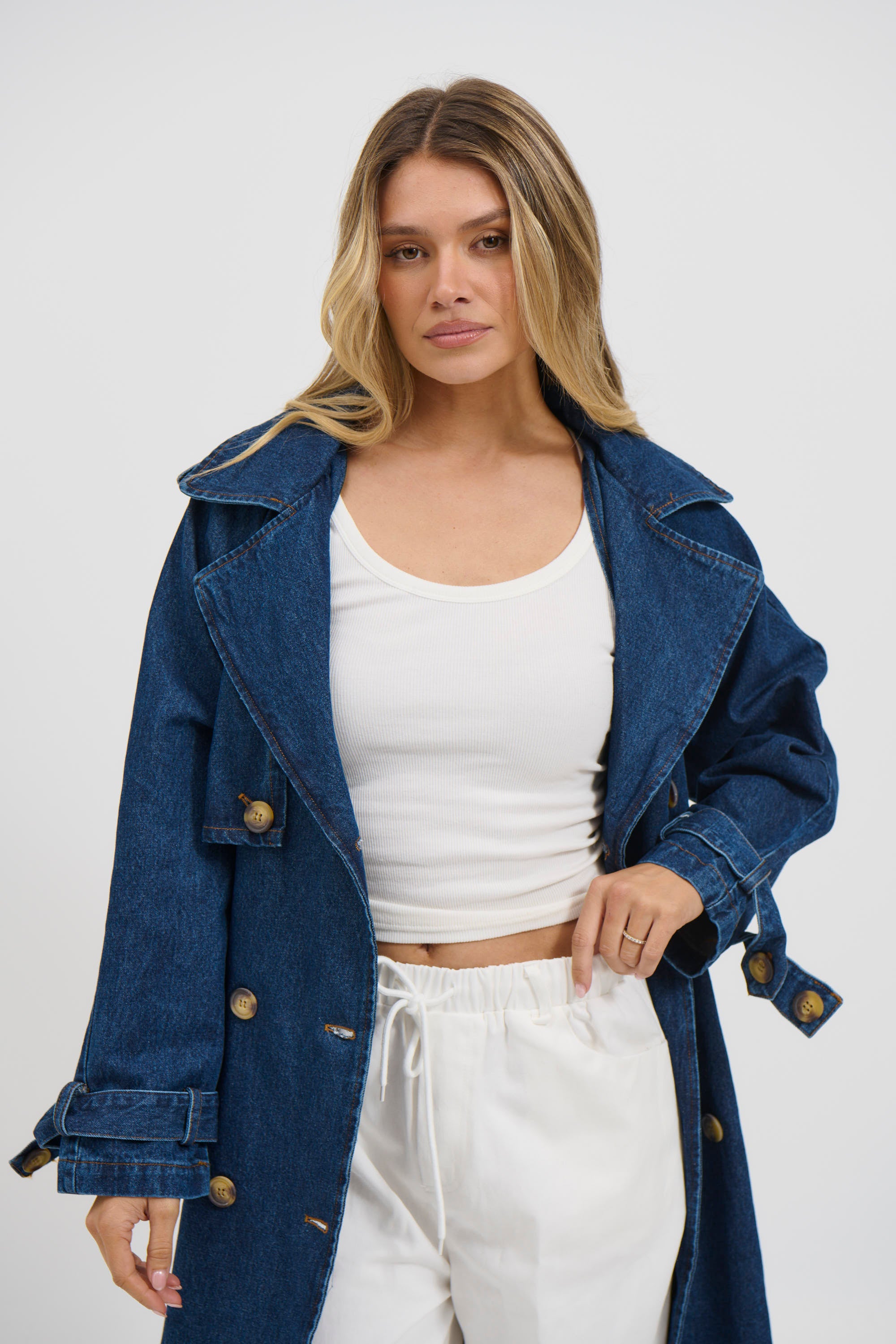 Ashley Trench Coat Dark Denim