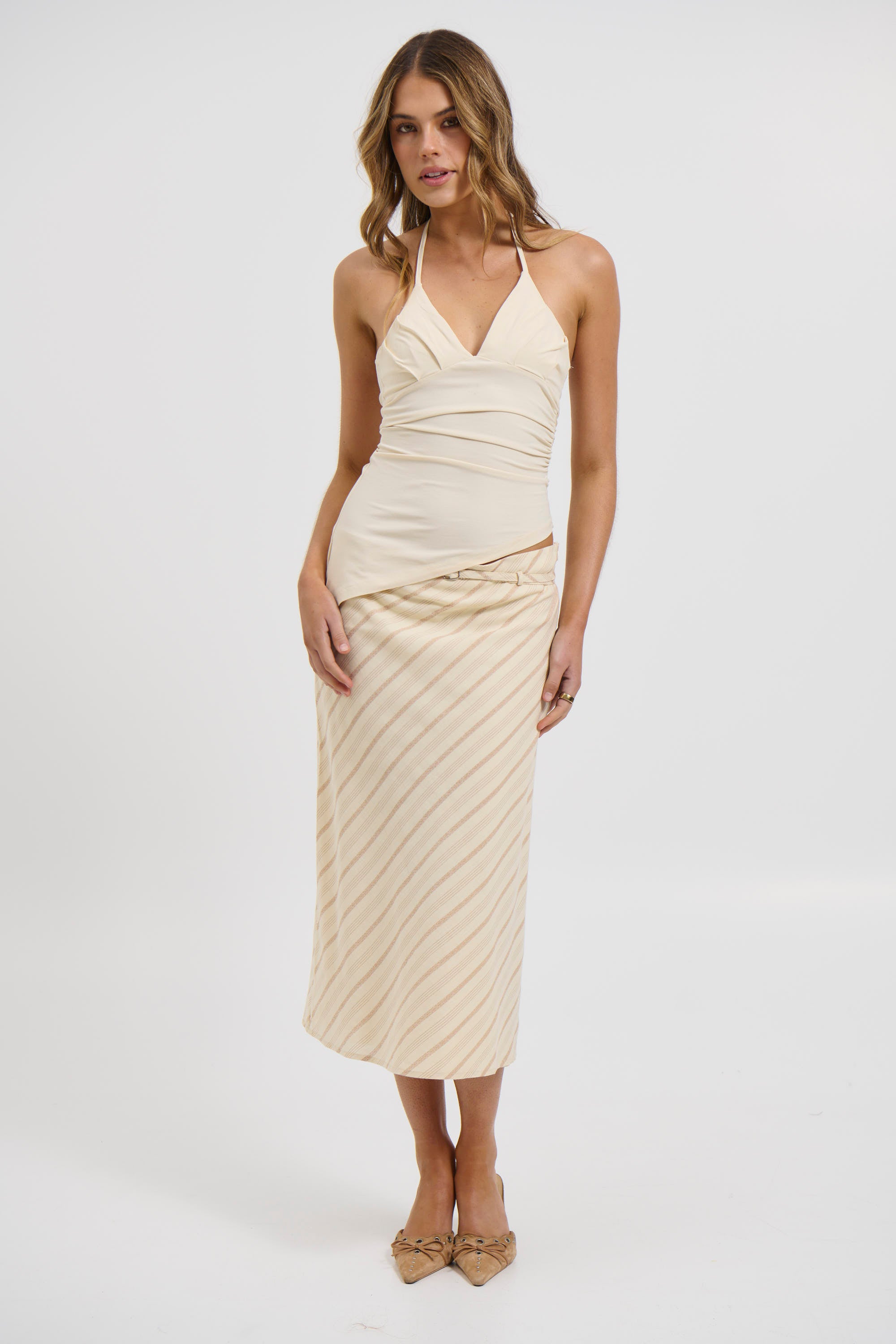 Angel Midi Skirt Beige