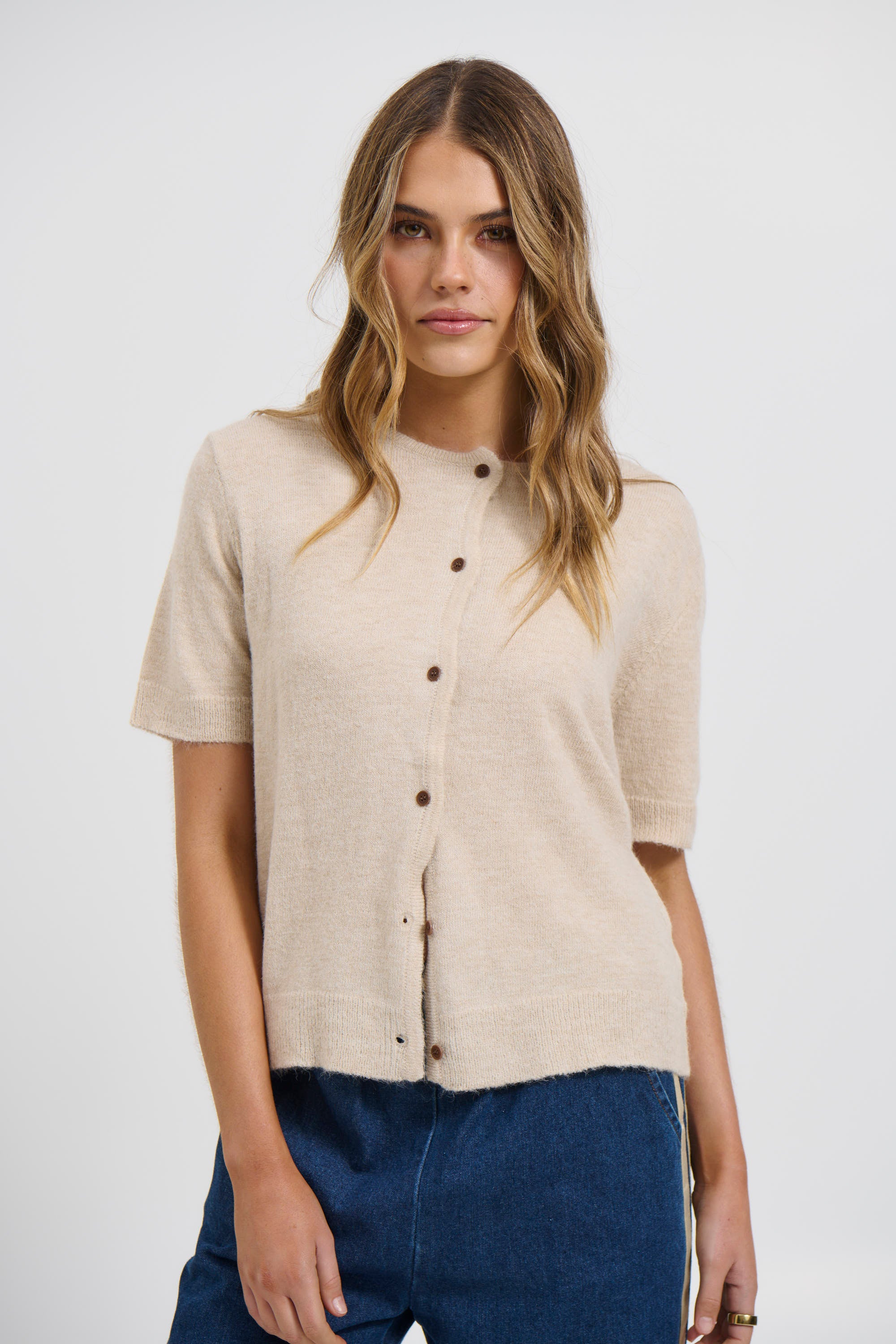 Geisha Short Sleeve Top Stone