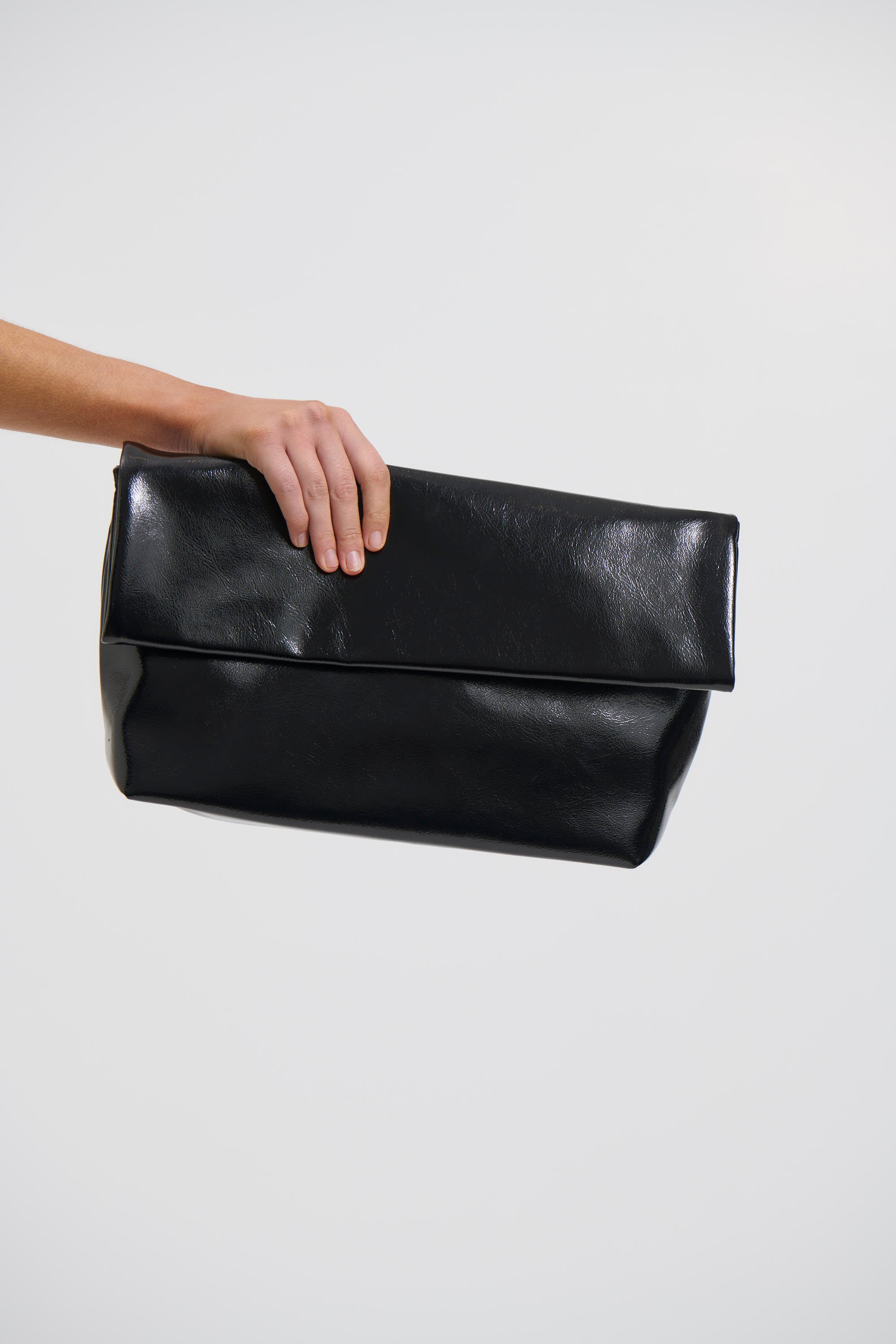 Rylee Clutch Bag Black Crinkle Patent