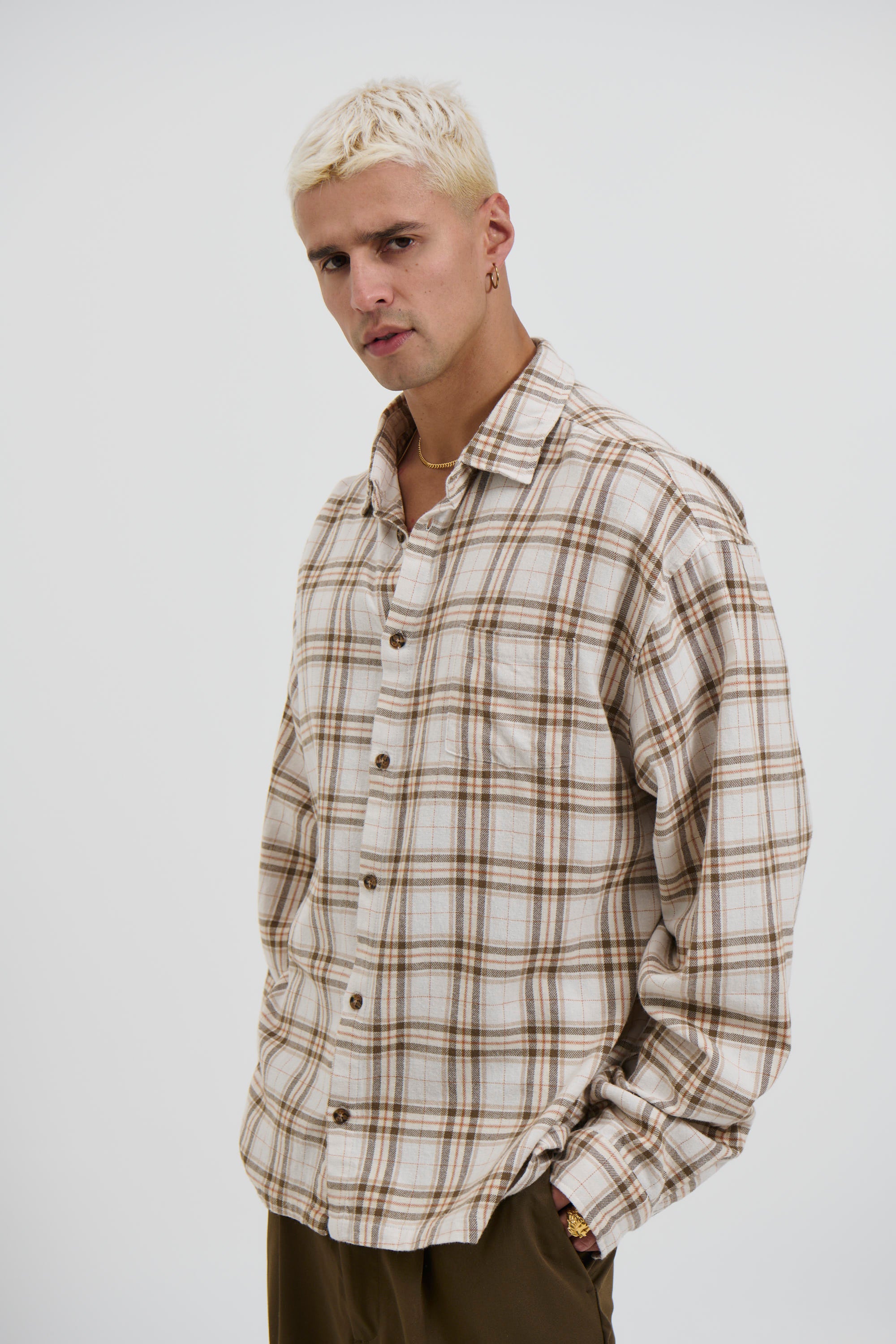 Brooklyn Check Shirt Griege