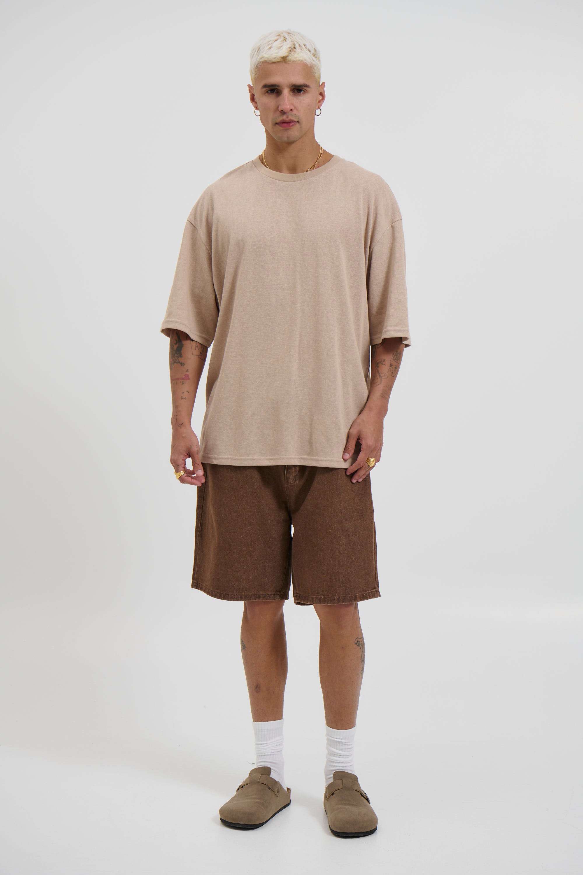 Lightweight Linen Look Tee Tan