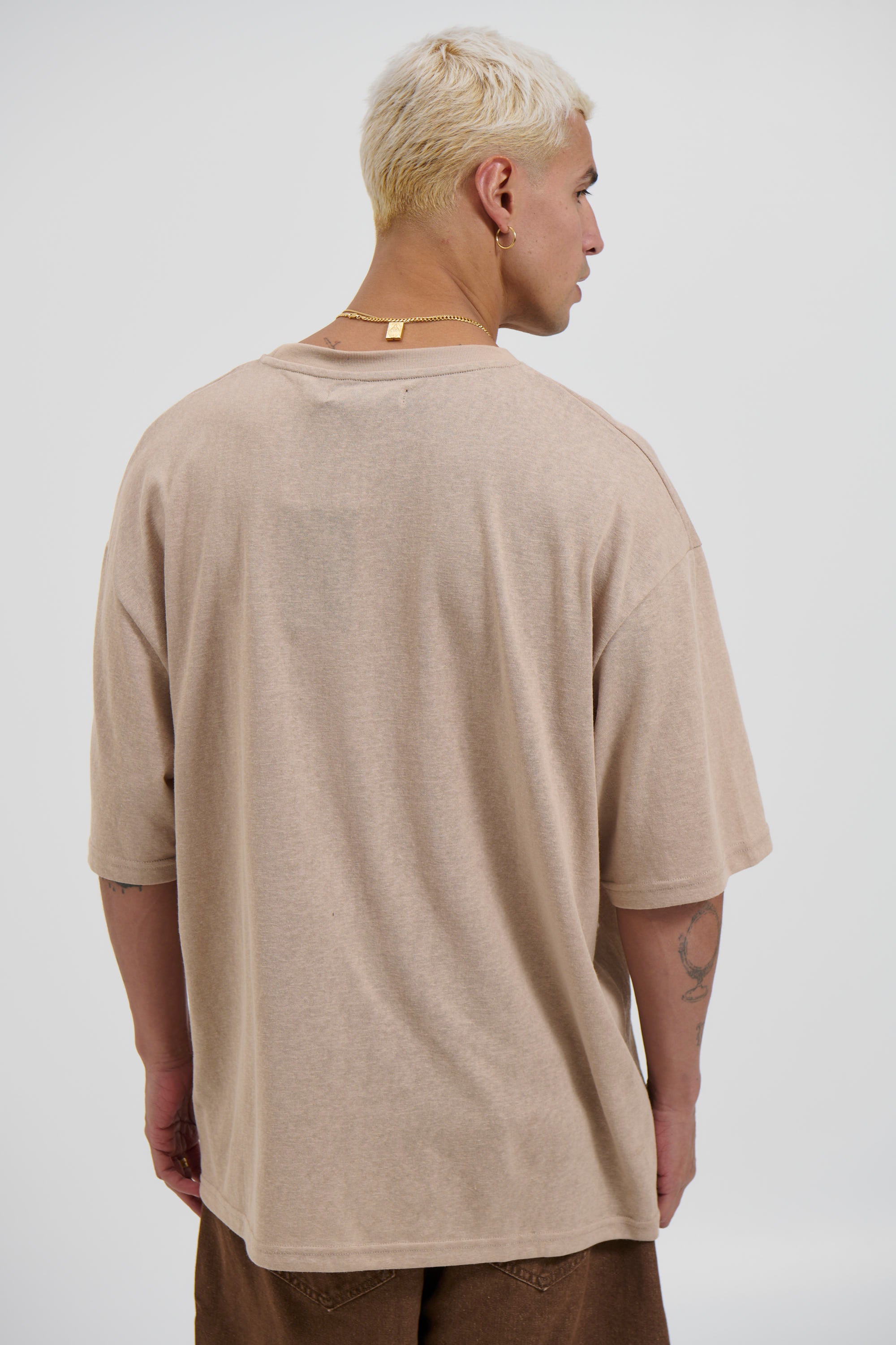 Lightweight Linen Look Tee Tan