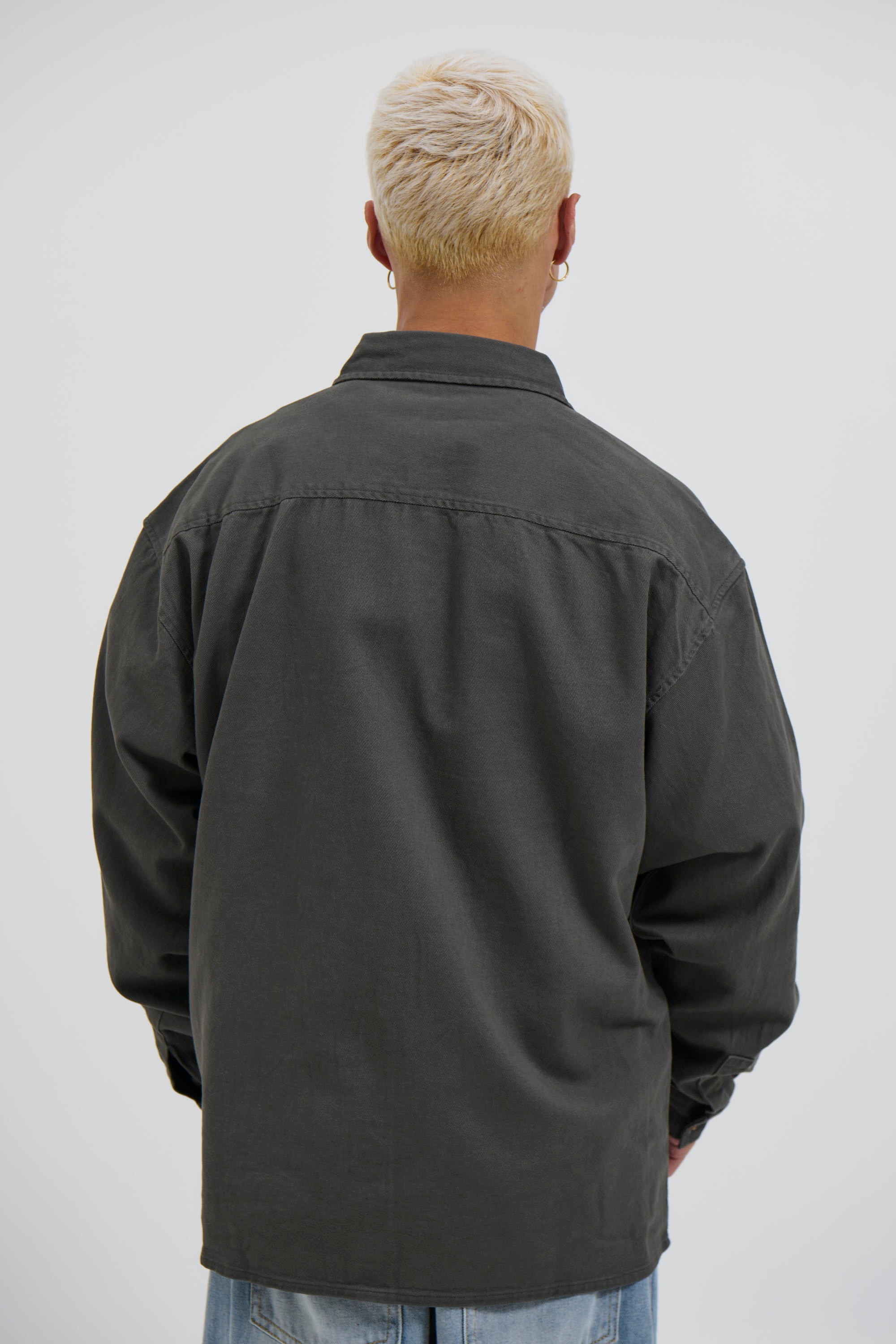 Mike Cotton Drill Shacket Charcoal