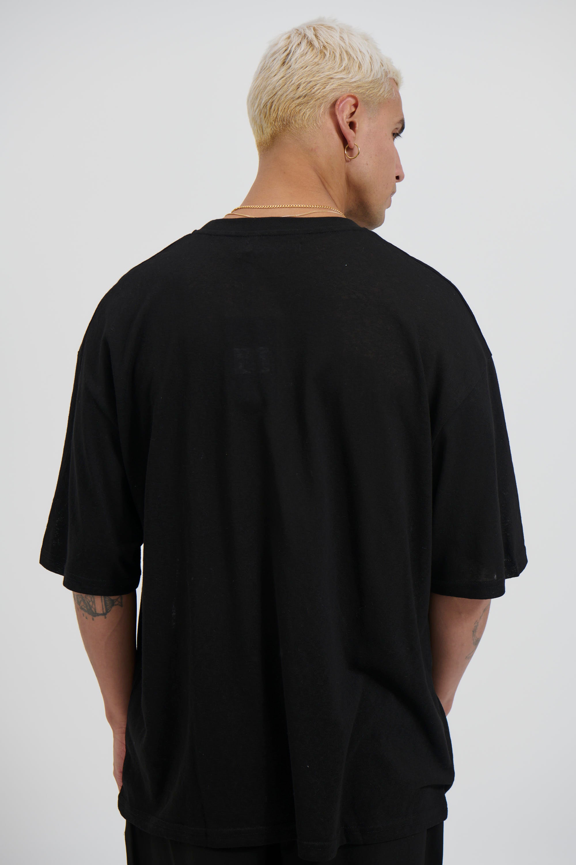 Lightweight Linen Look Tee Black