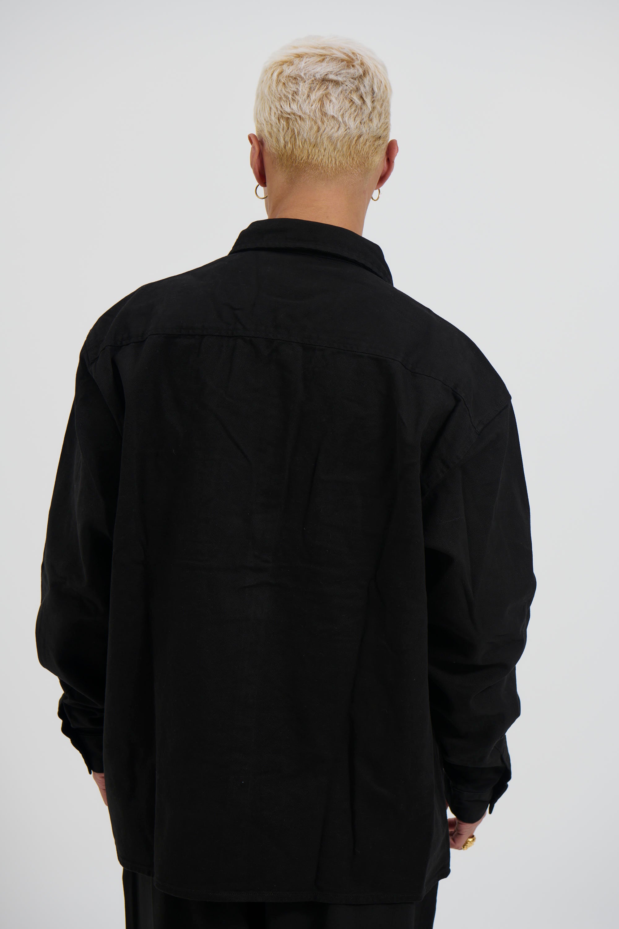Mike Cotton Drill Shacket Black