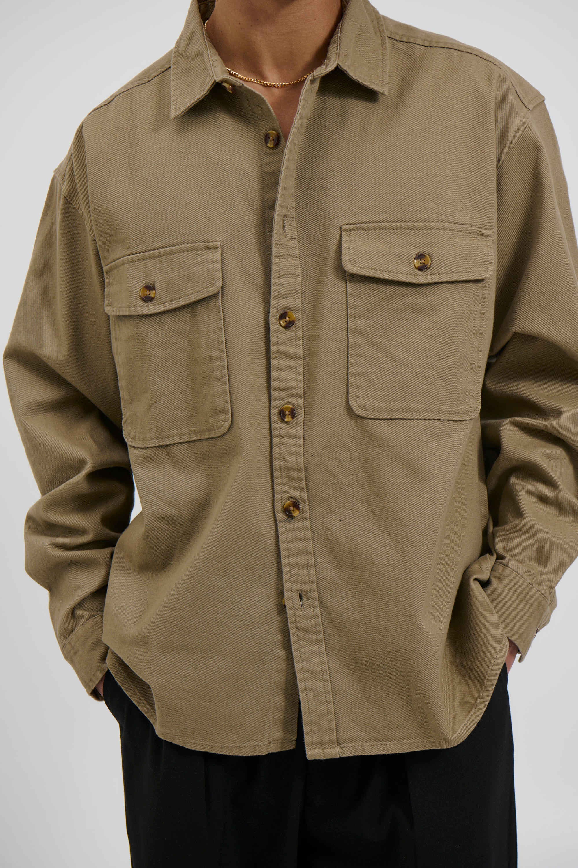 Mike Cotton Drill Shacket Khaki