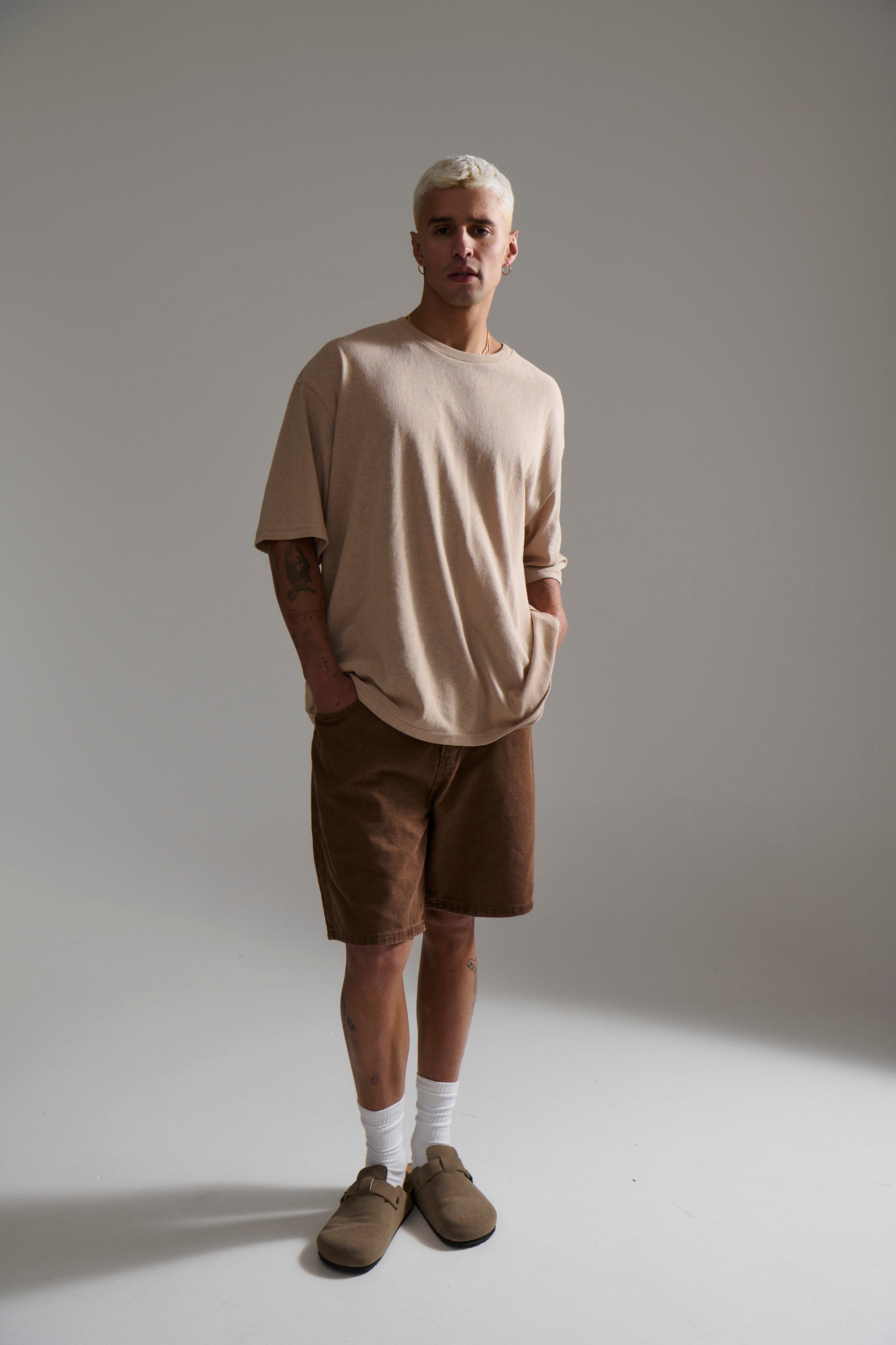 Lightweight Linen Look Tee Tan