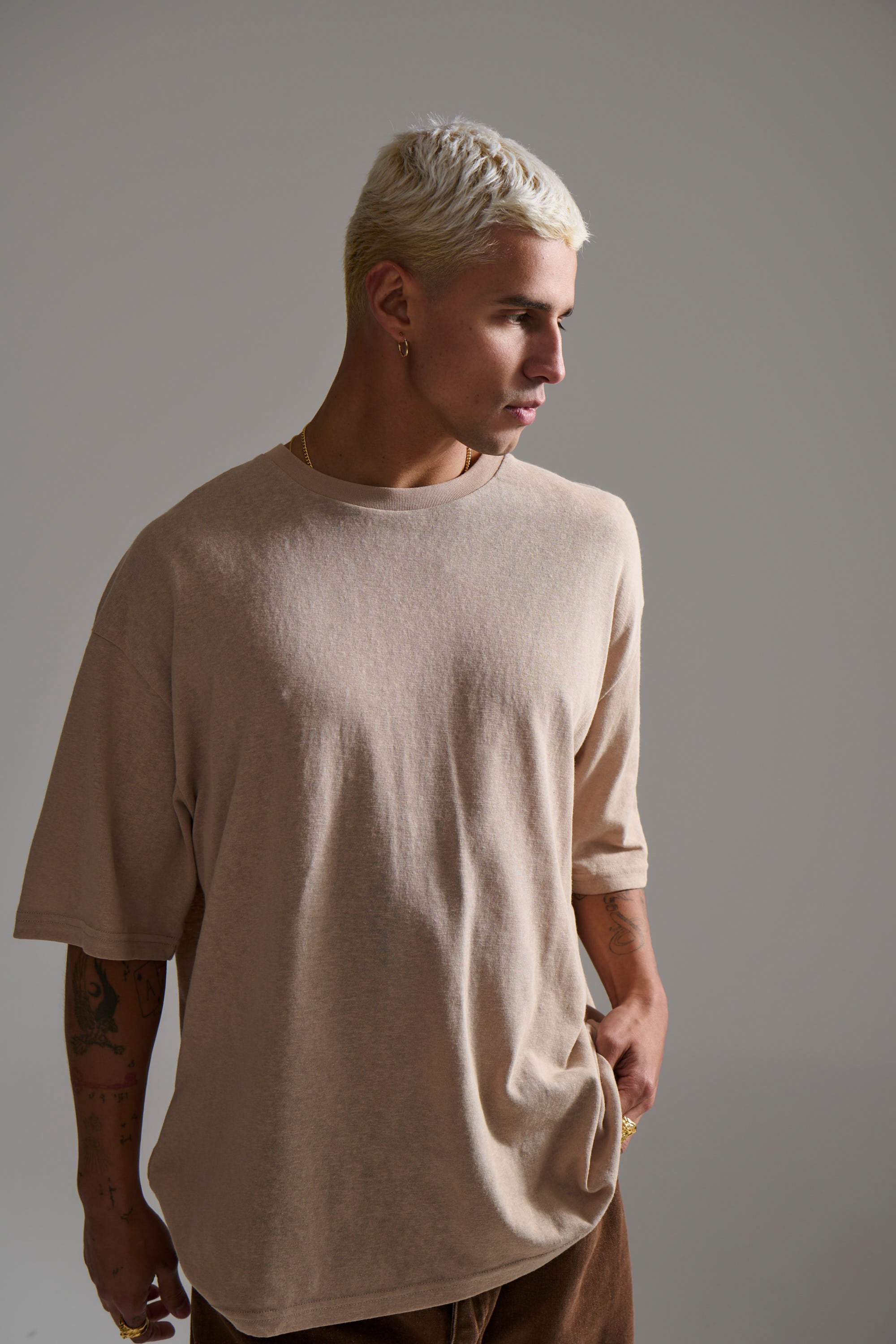 Lightweight Linen Look Tee Tan