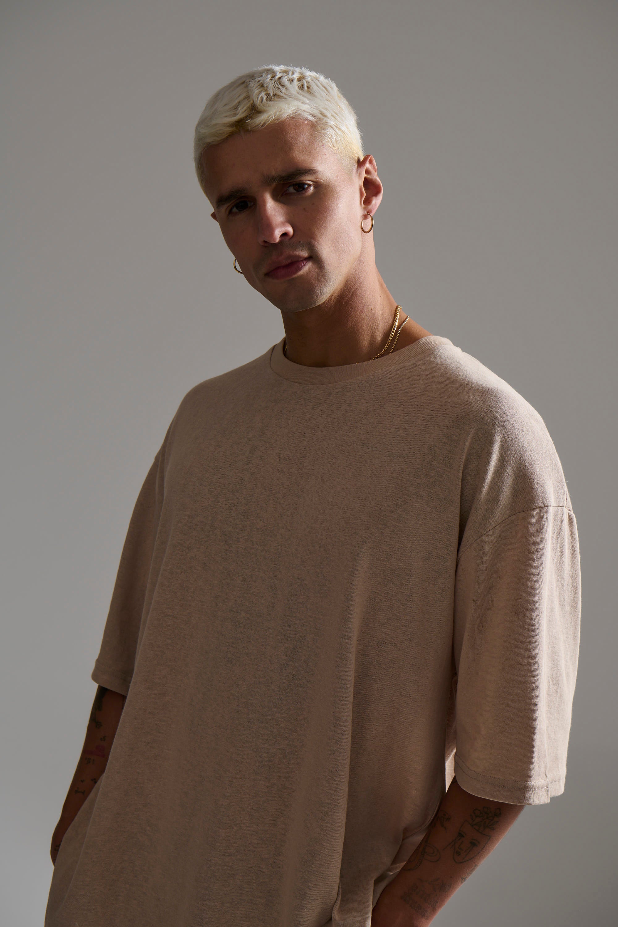 Lightweight Linen Look Tee Tan