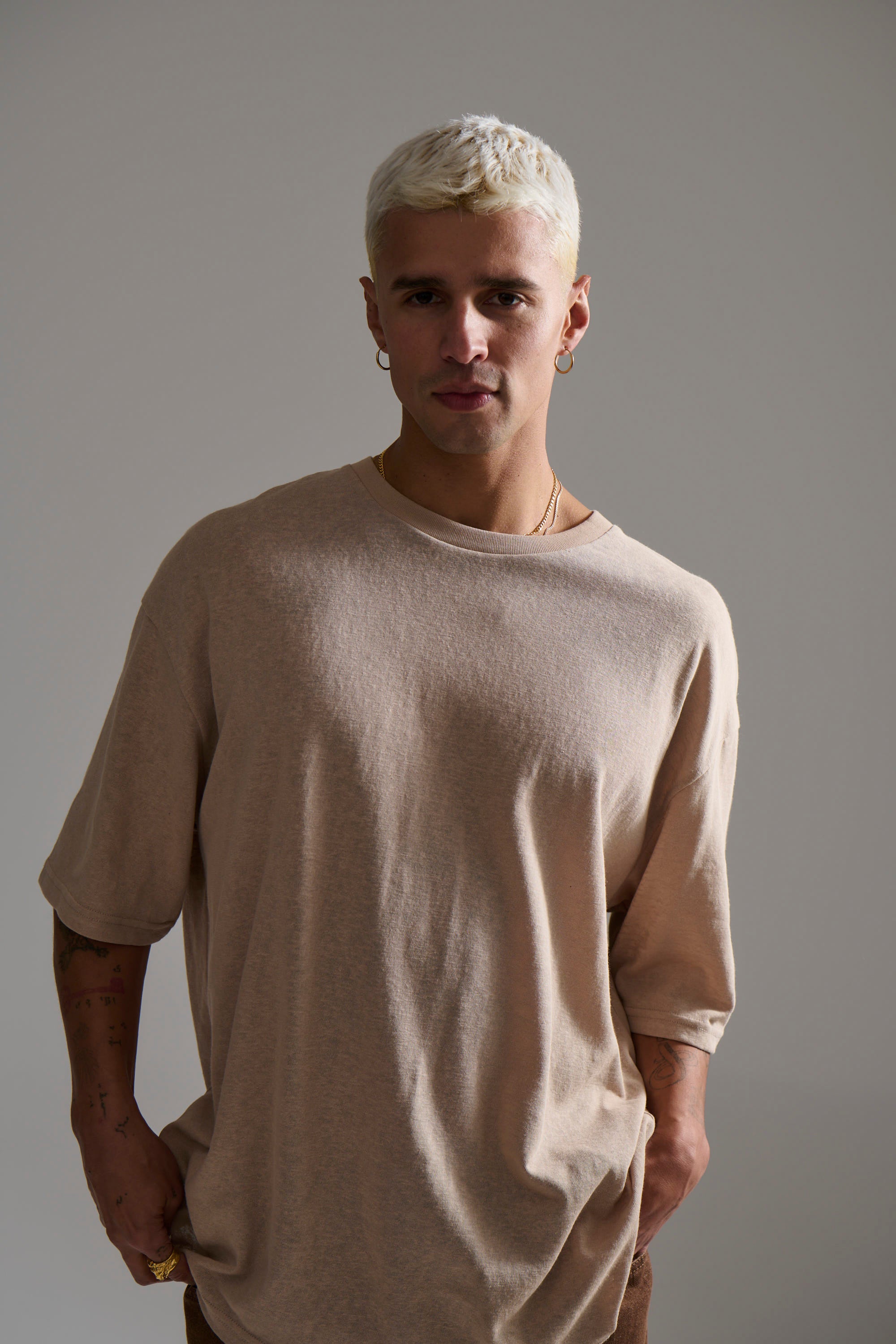 Lightweight Linen Look Tee Tan