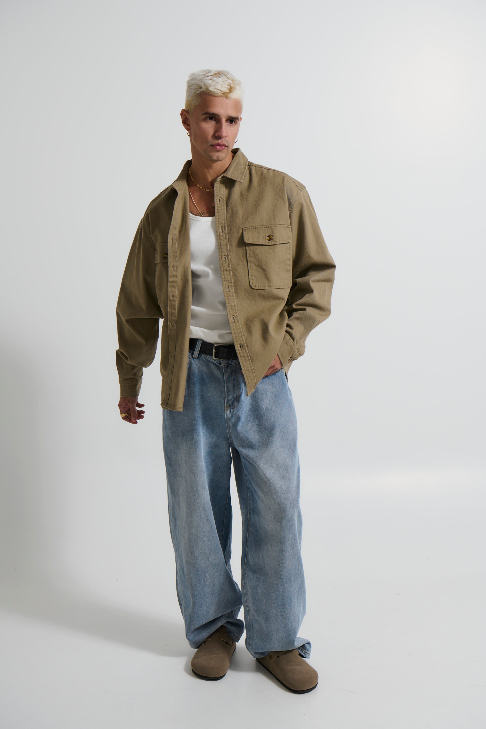 Mike Cotton Drill Shacket Khaki
