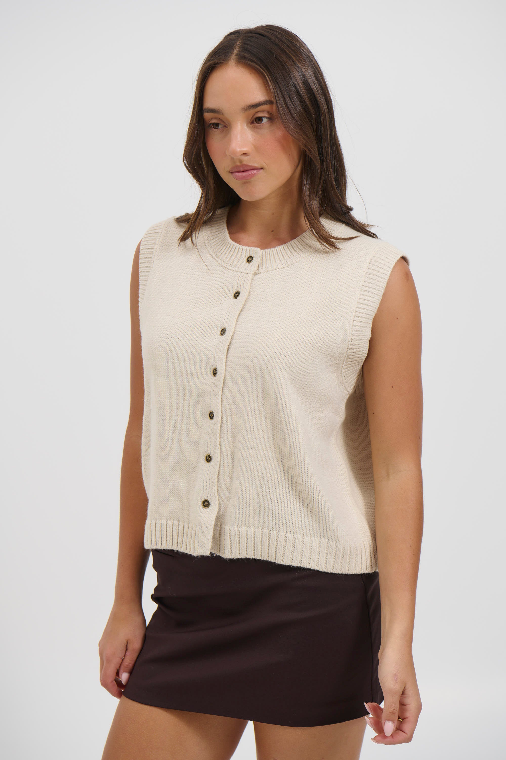 Cassia Knitted Vest Cream