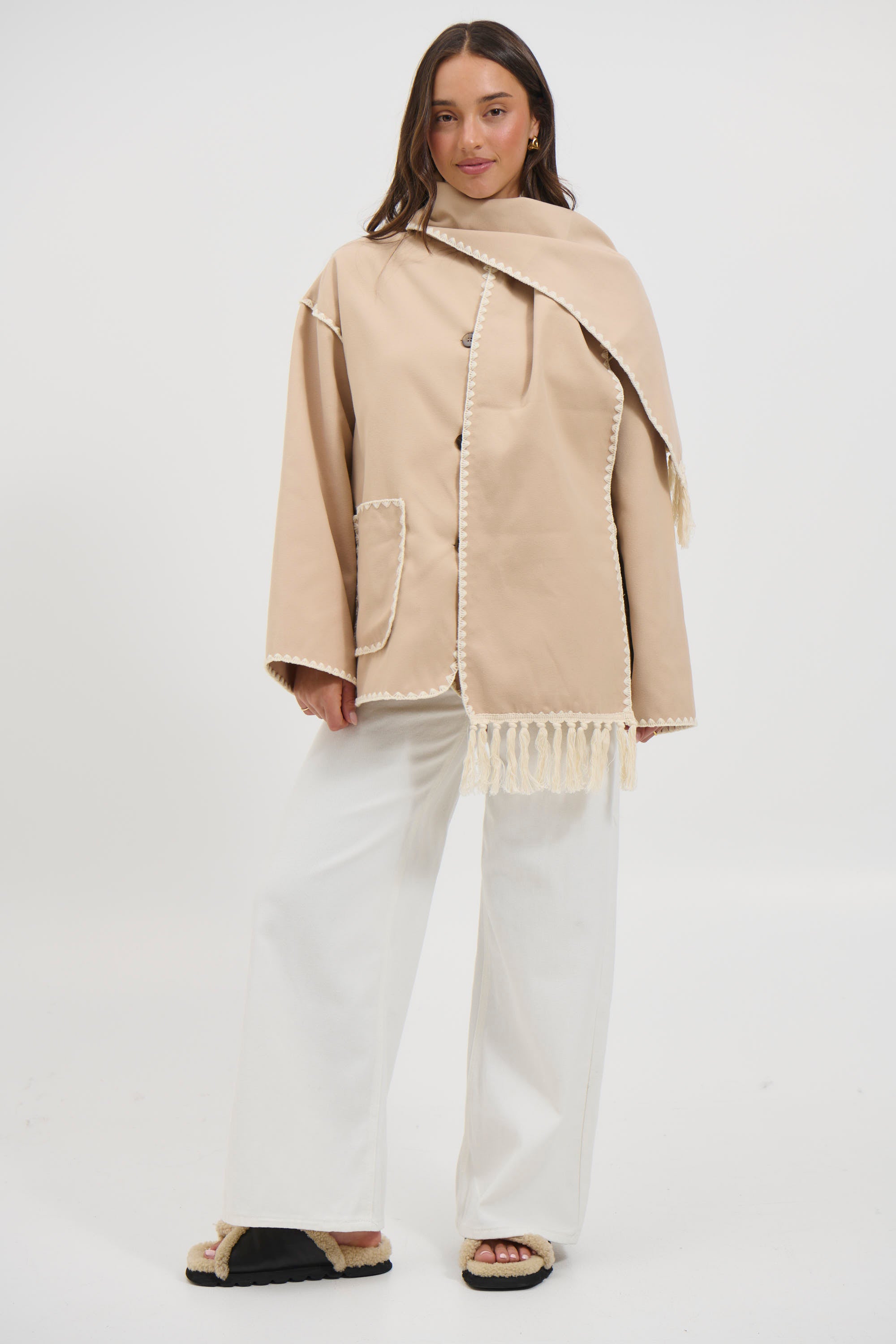 Alaska Scarf Jacket Beige