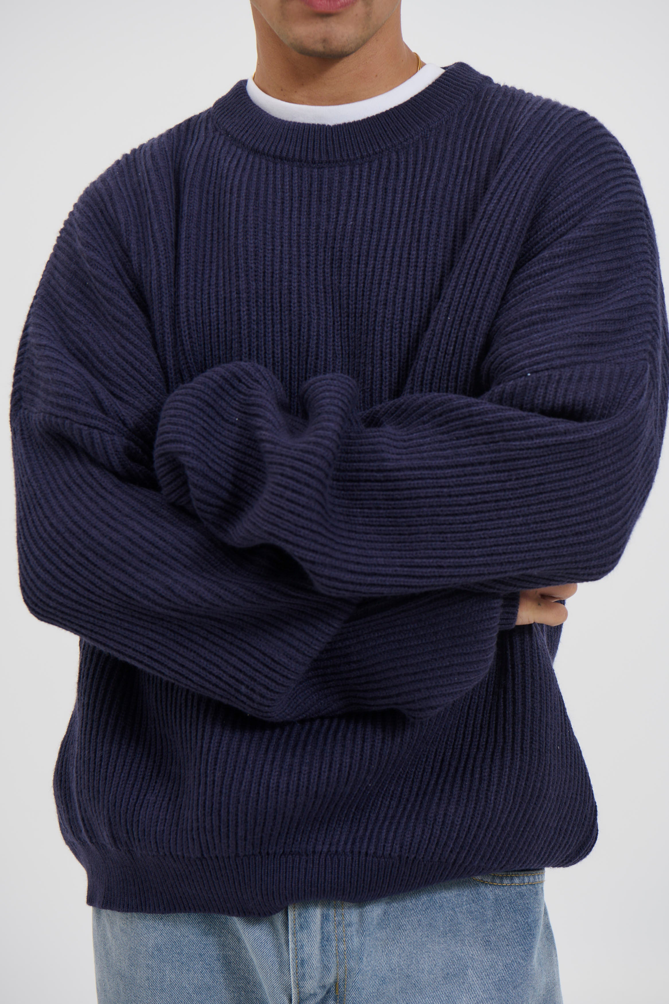 Drop Sleeve Heavy Knit Navy