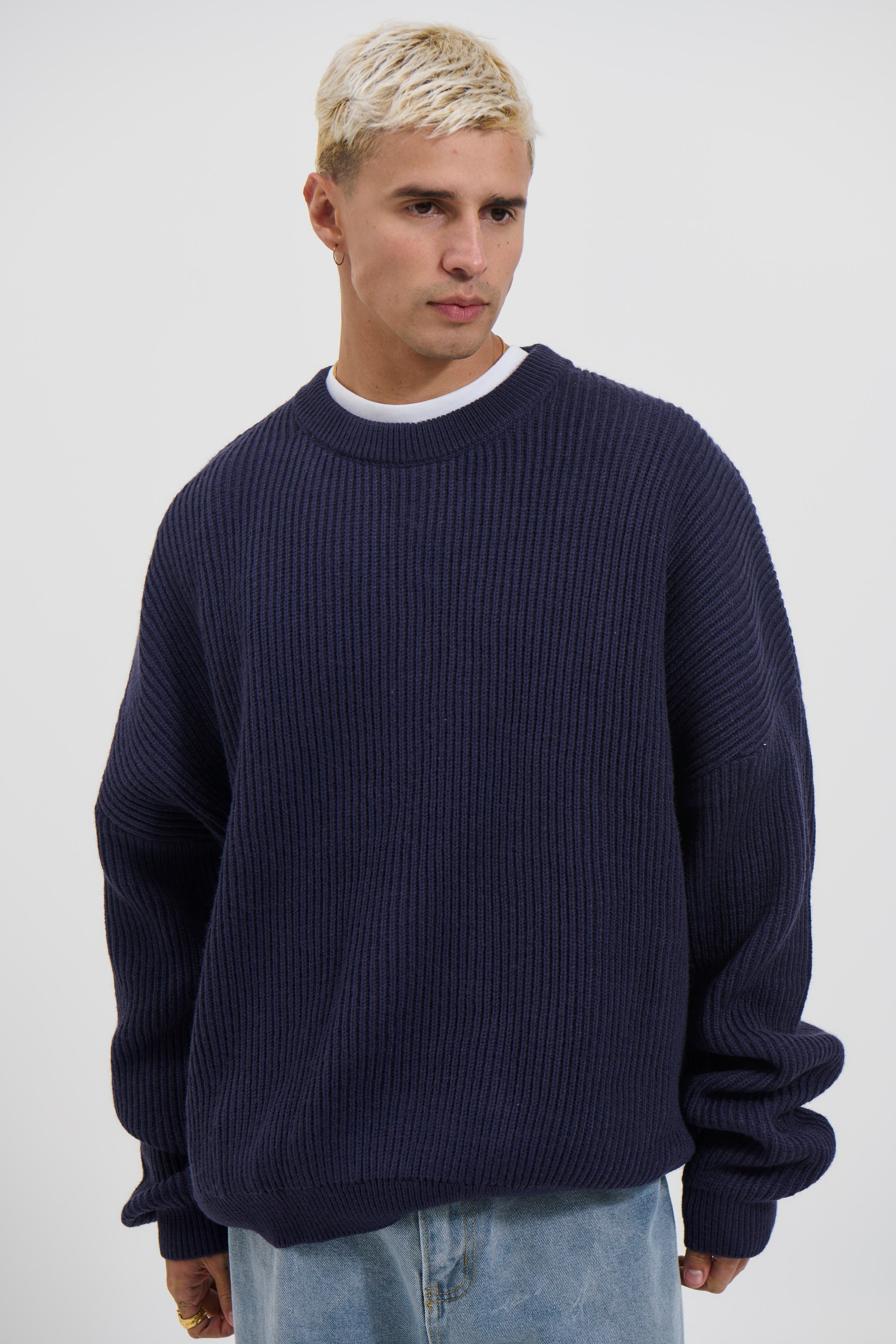 Drop Sleeve Heavy Knit Navy
