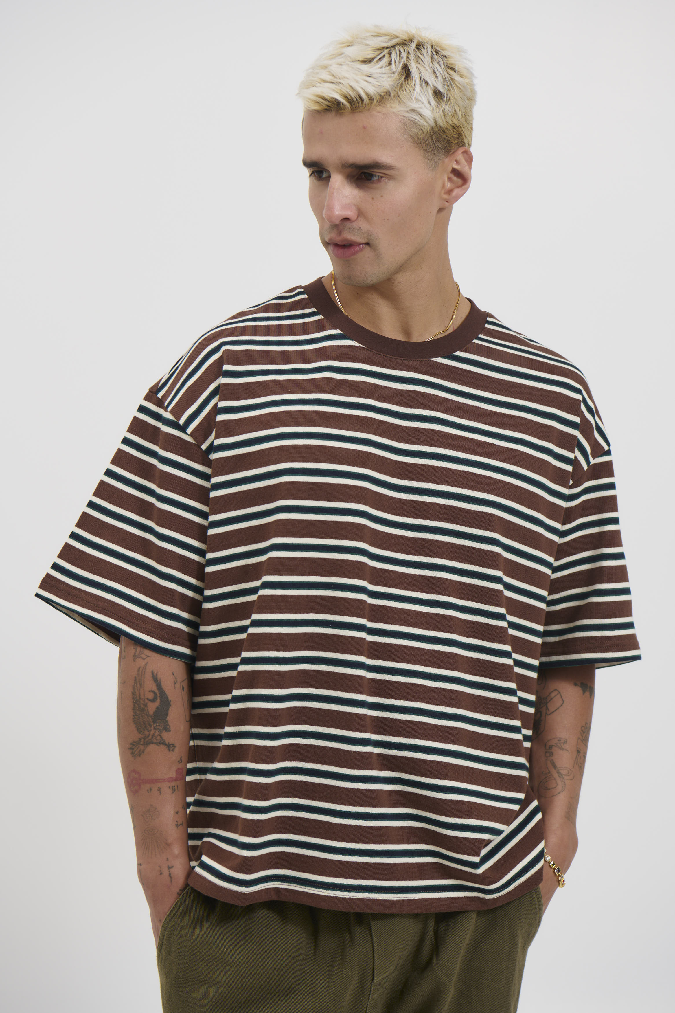 Sammy Crew Tee Choc Stripe
