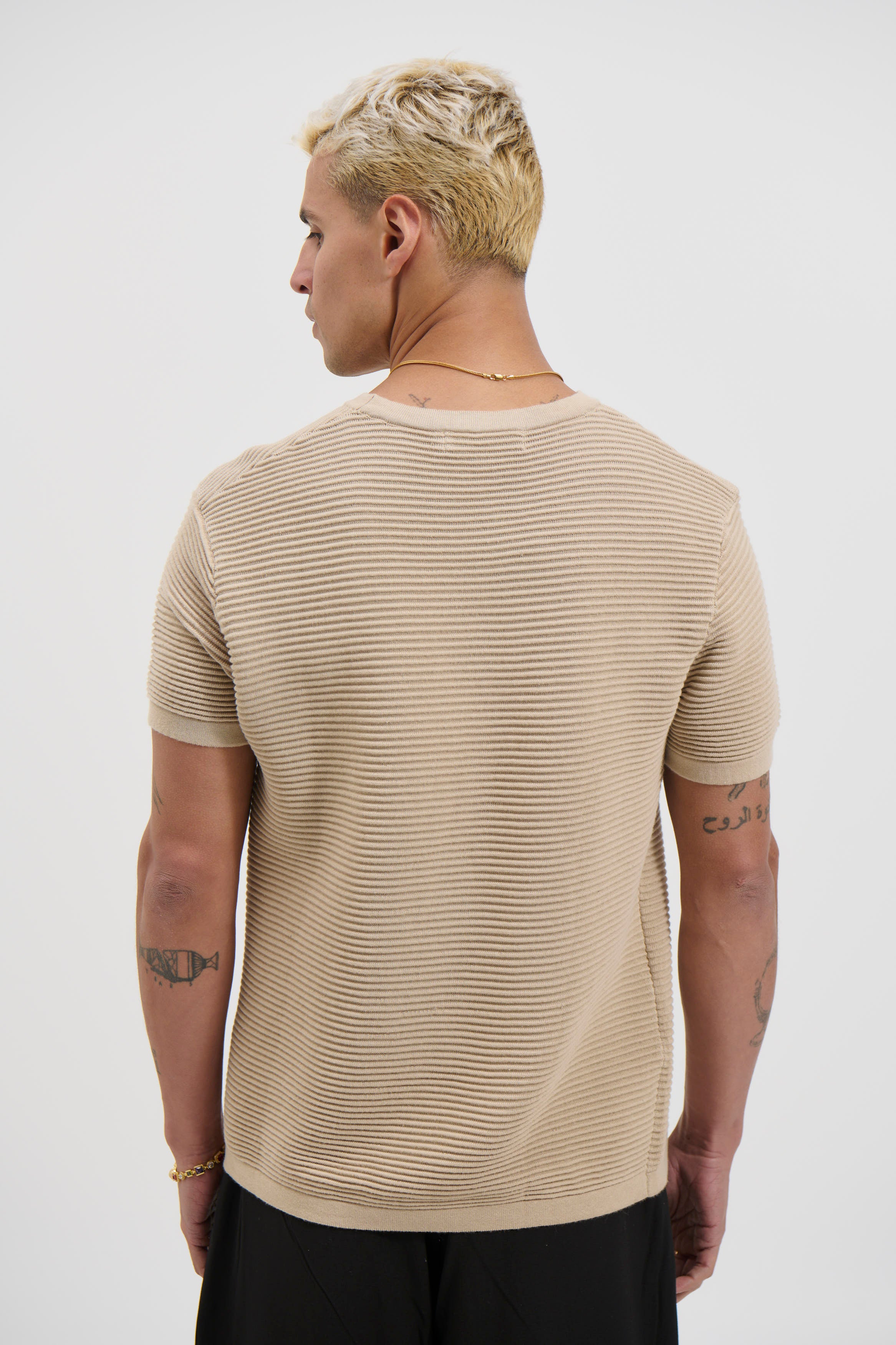 Horizontal Rib Knit Tee Oat