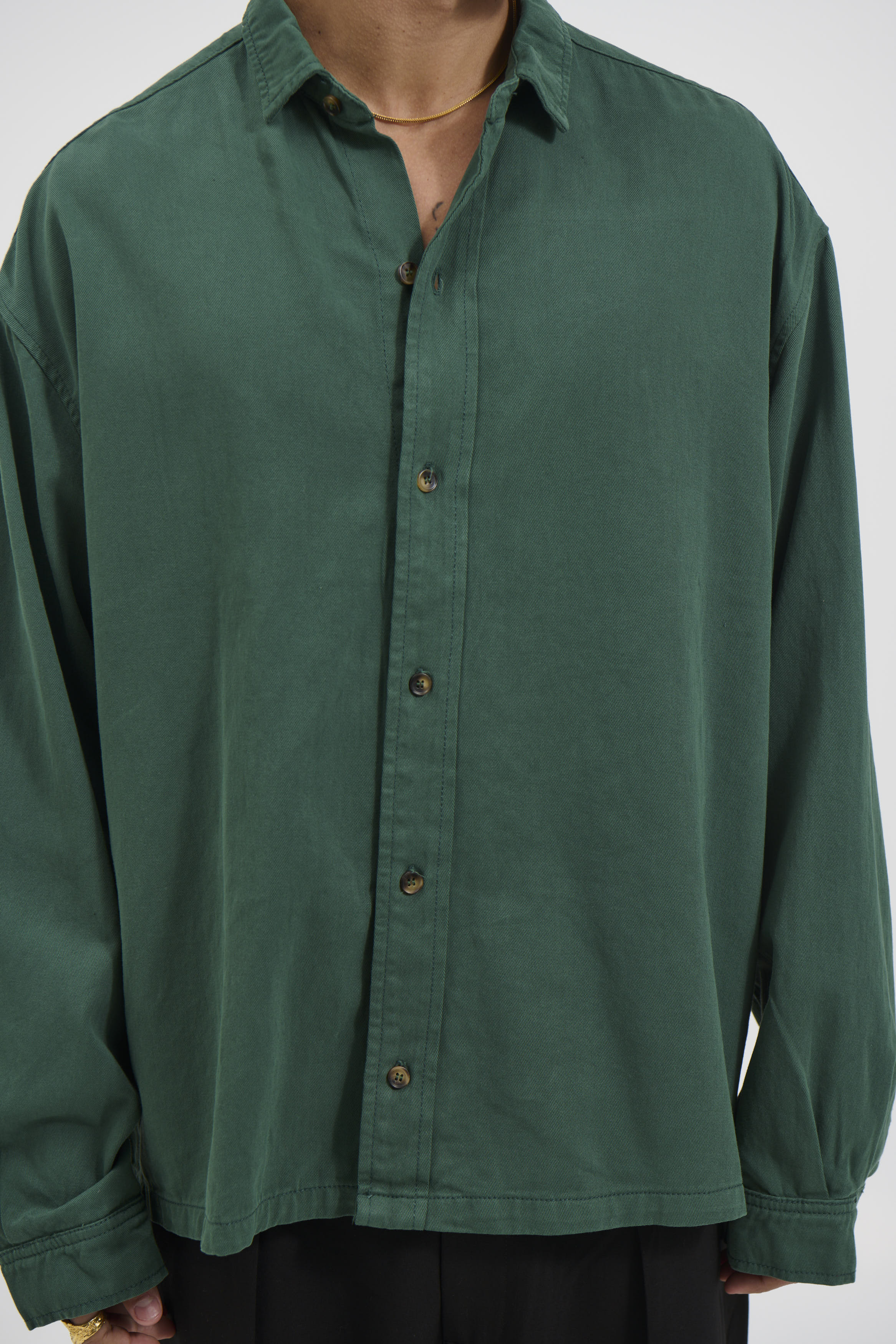 Phillip Washed Cotton Overshirt Green