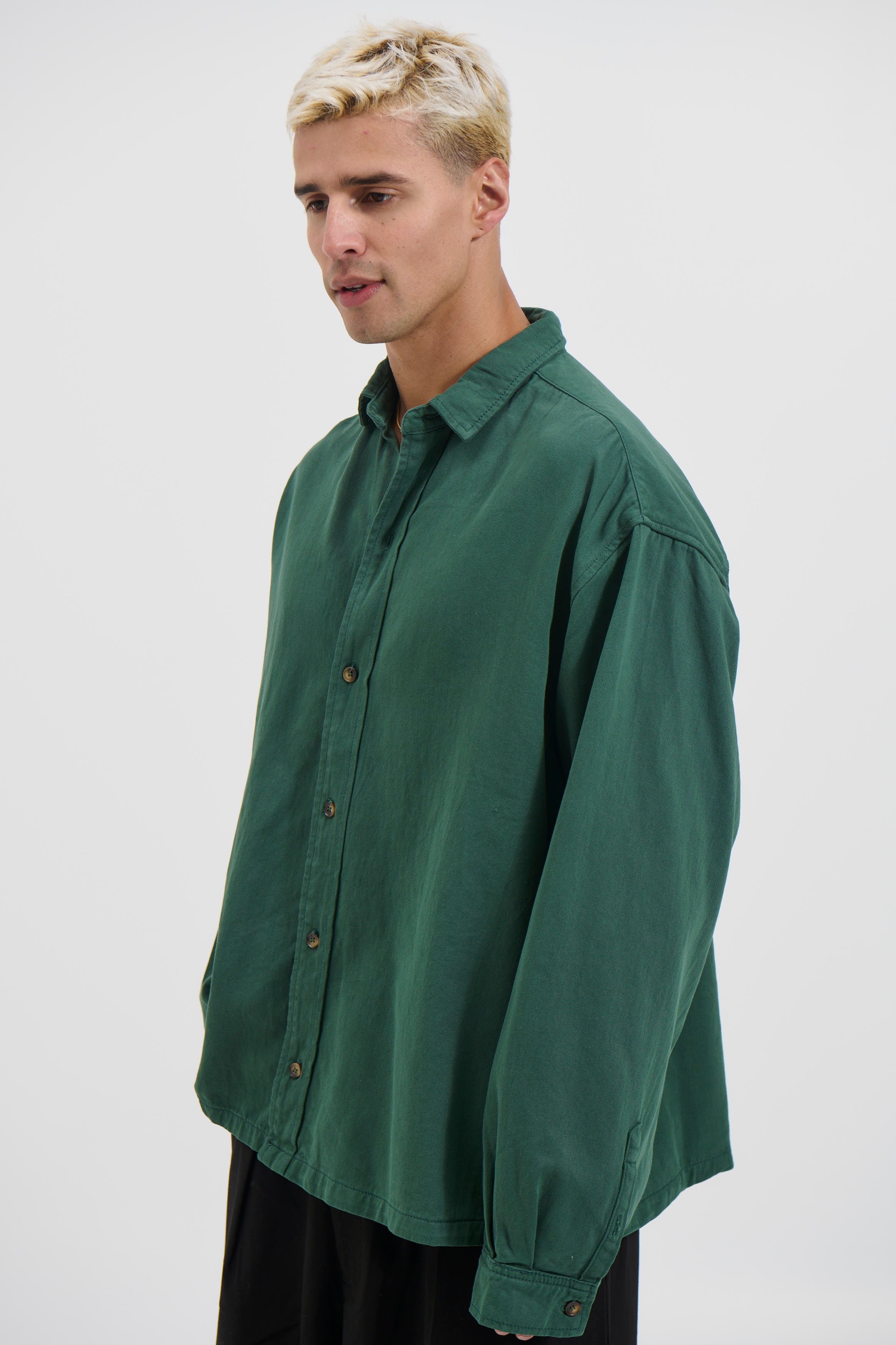 Phillip Washed Cotton Overshirt Green