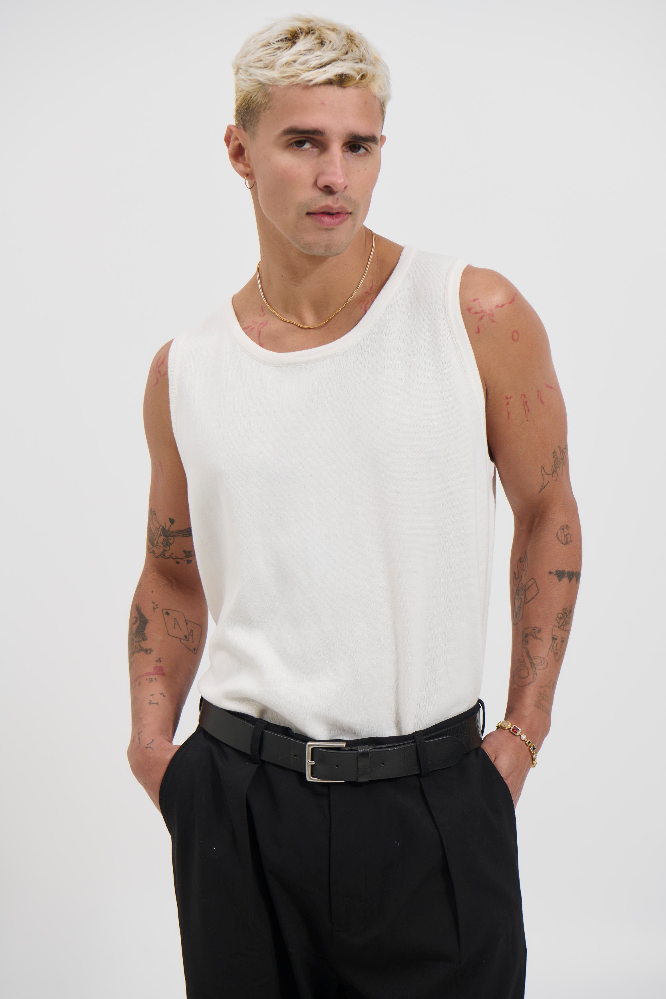 Isaac Knitted Tank White