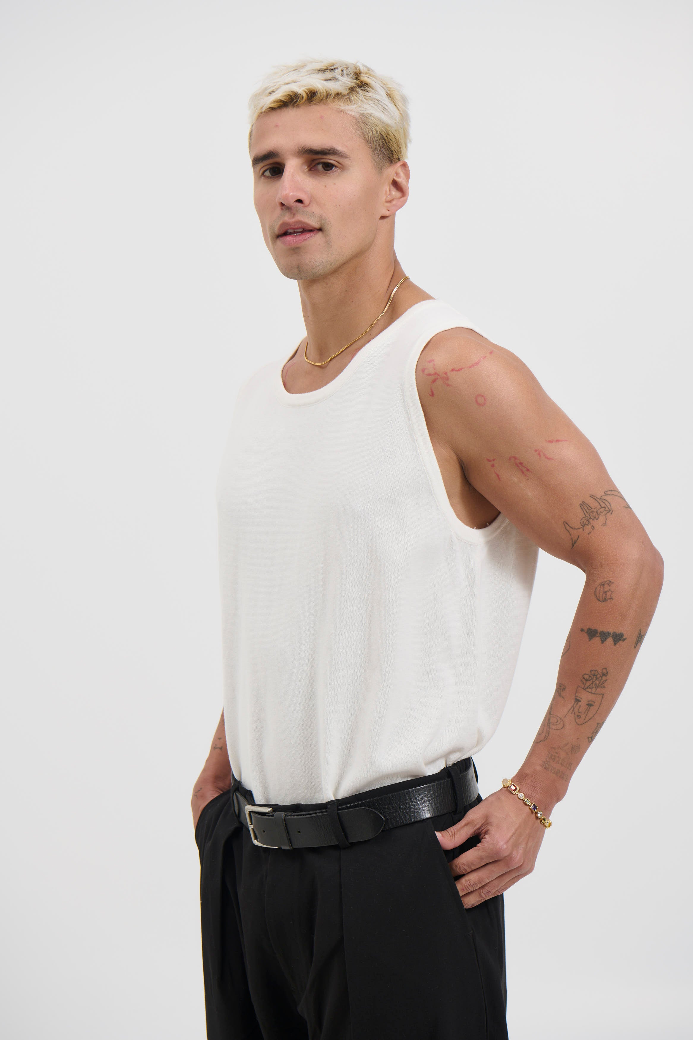 Isaac Knitted Tank White