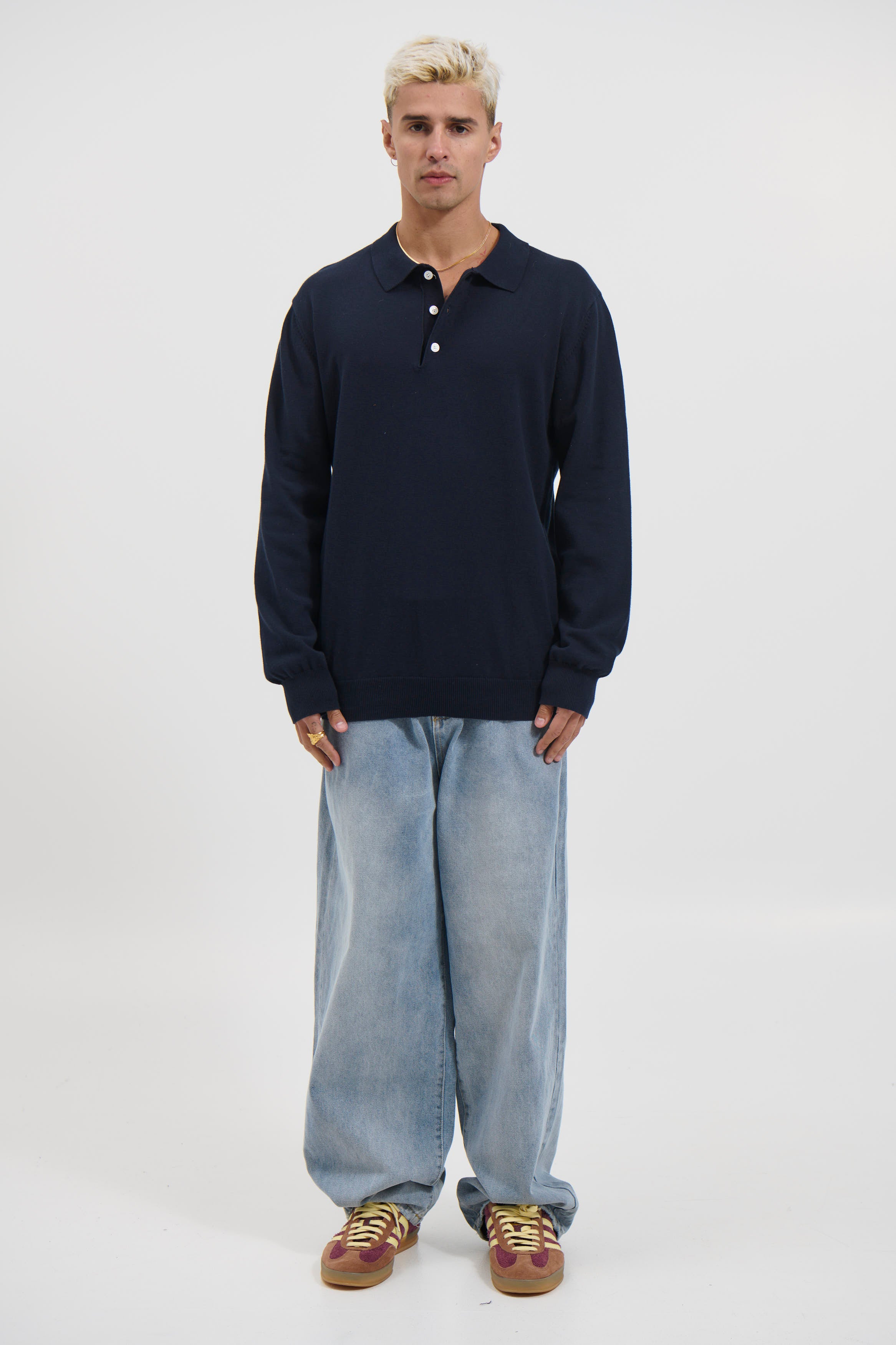 Mick Long Sleeve Polo Navy