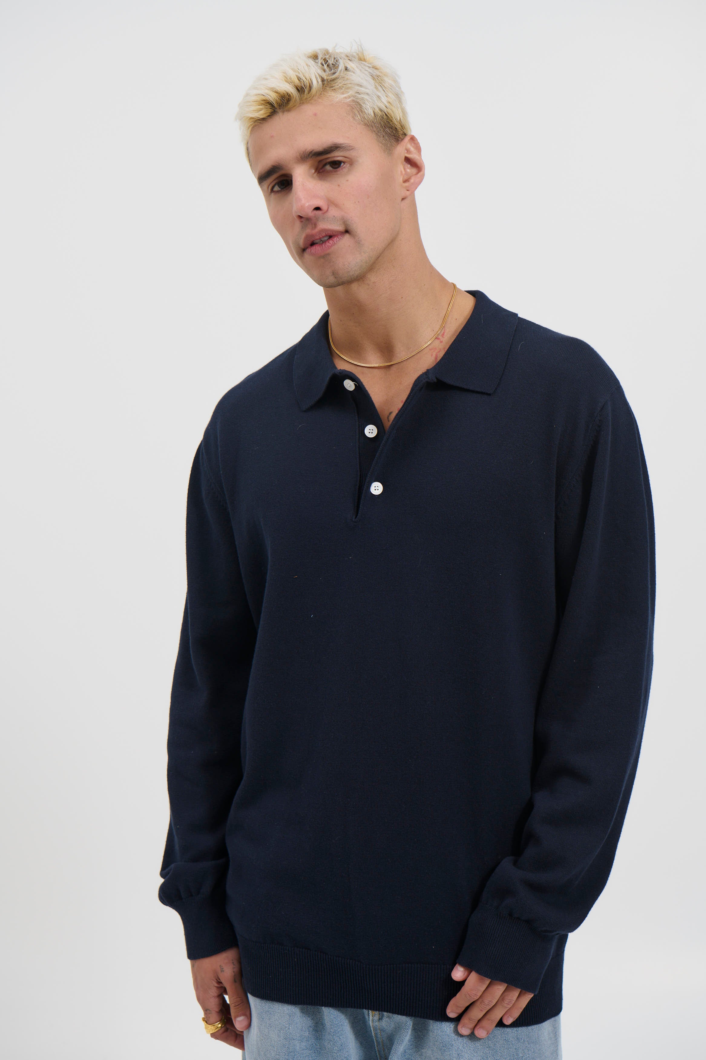 Mick Long Sleeve Polo Navy