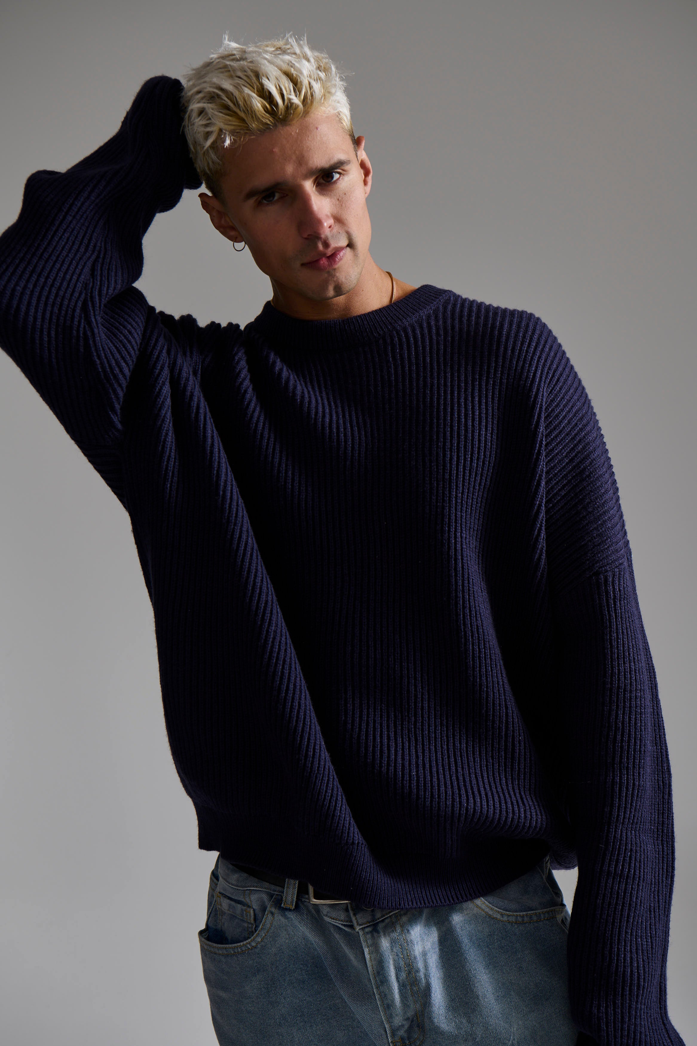 Drop Sleeve Heavy Knit Navy