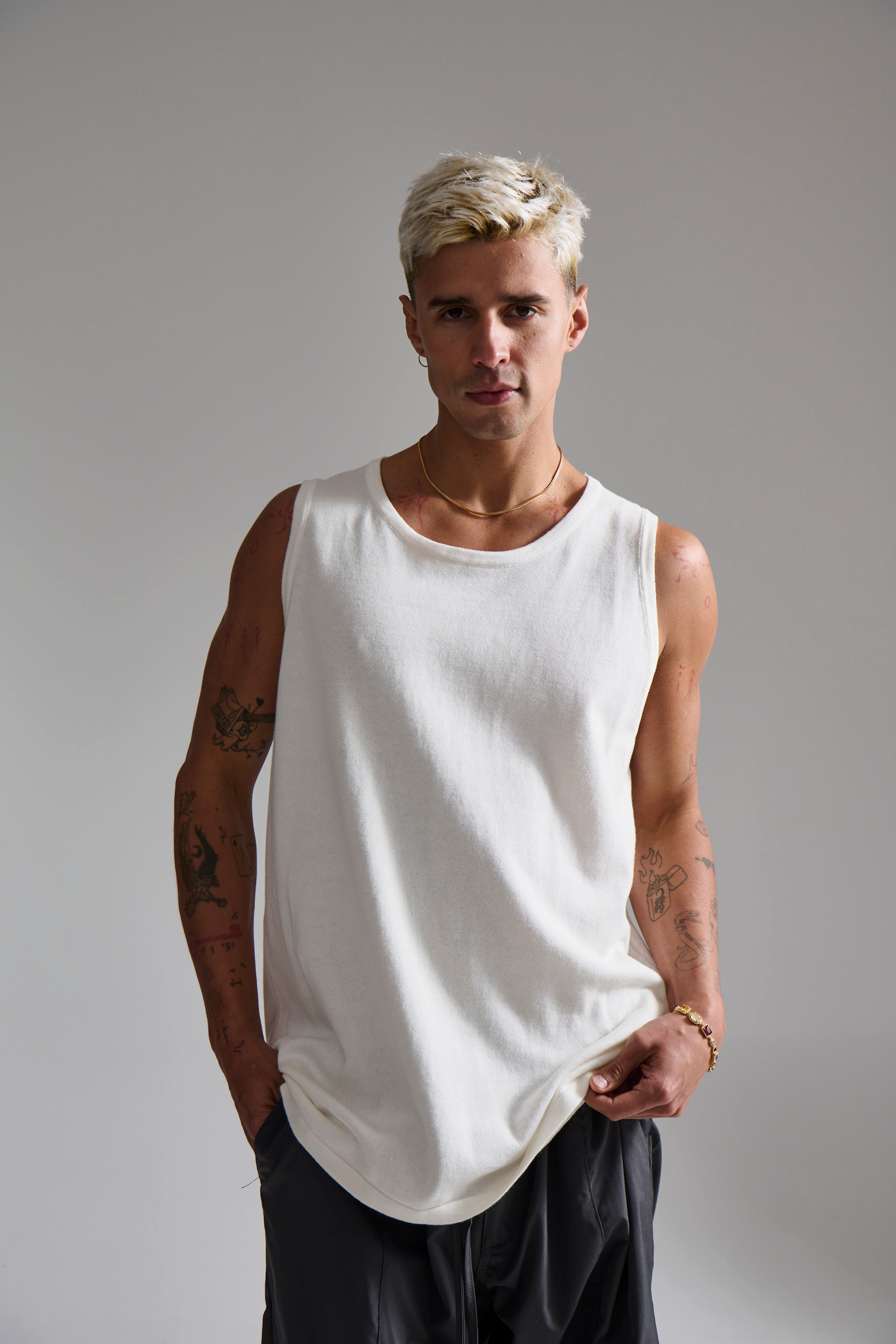 Isaac Knitted Tank White