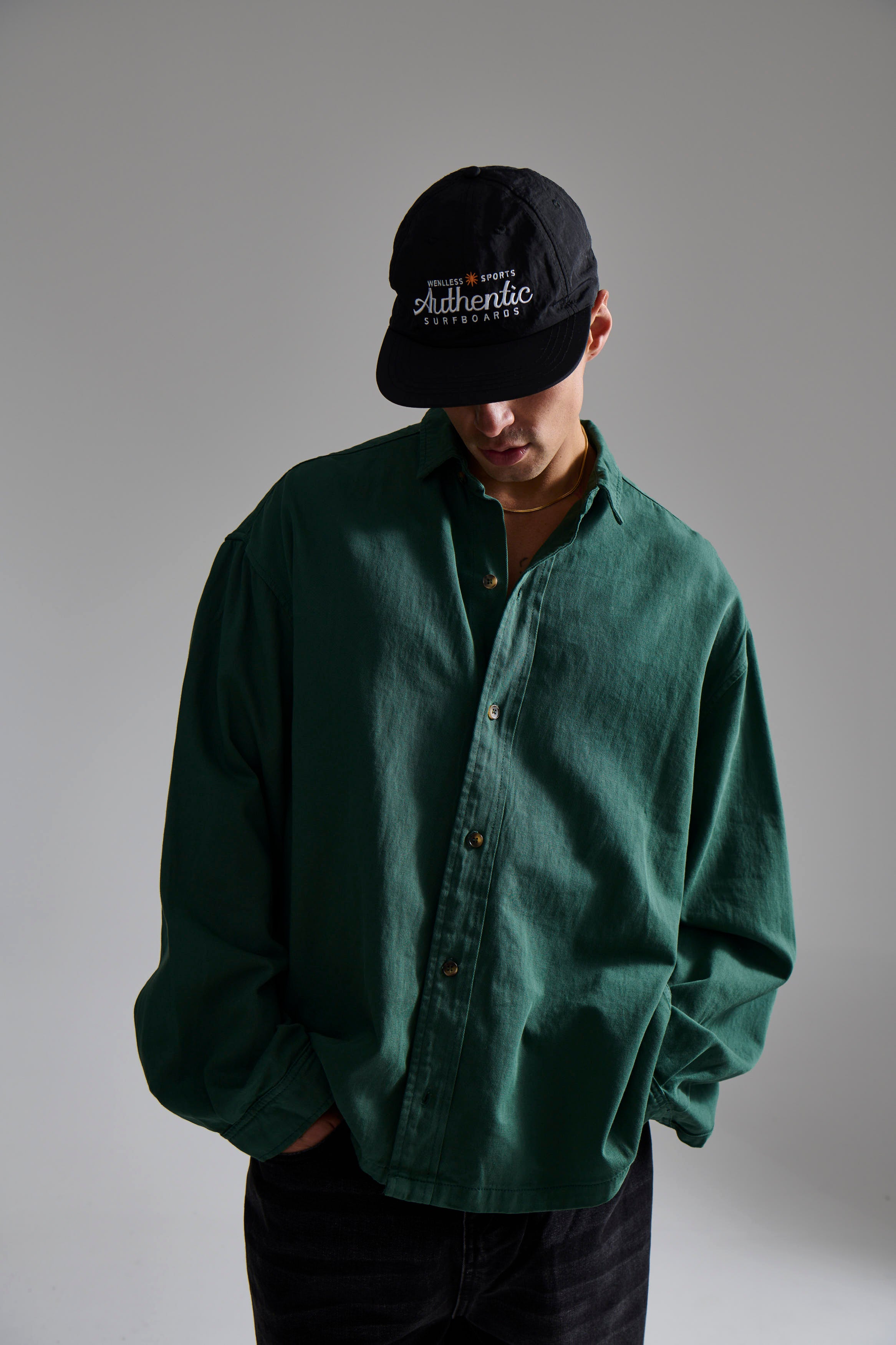 Phillip Washed Cotton Overshirt Green