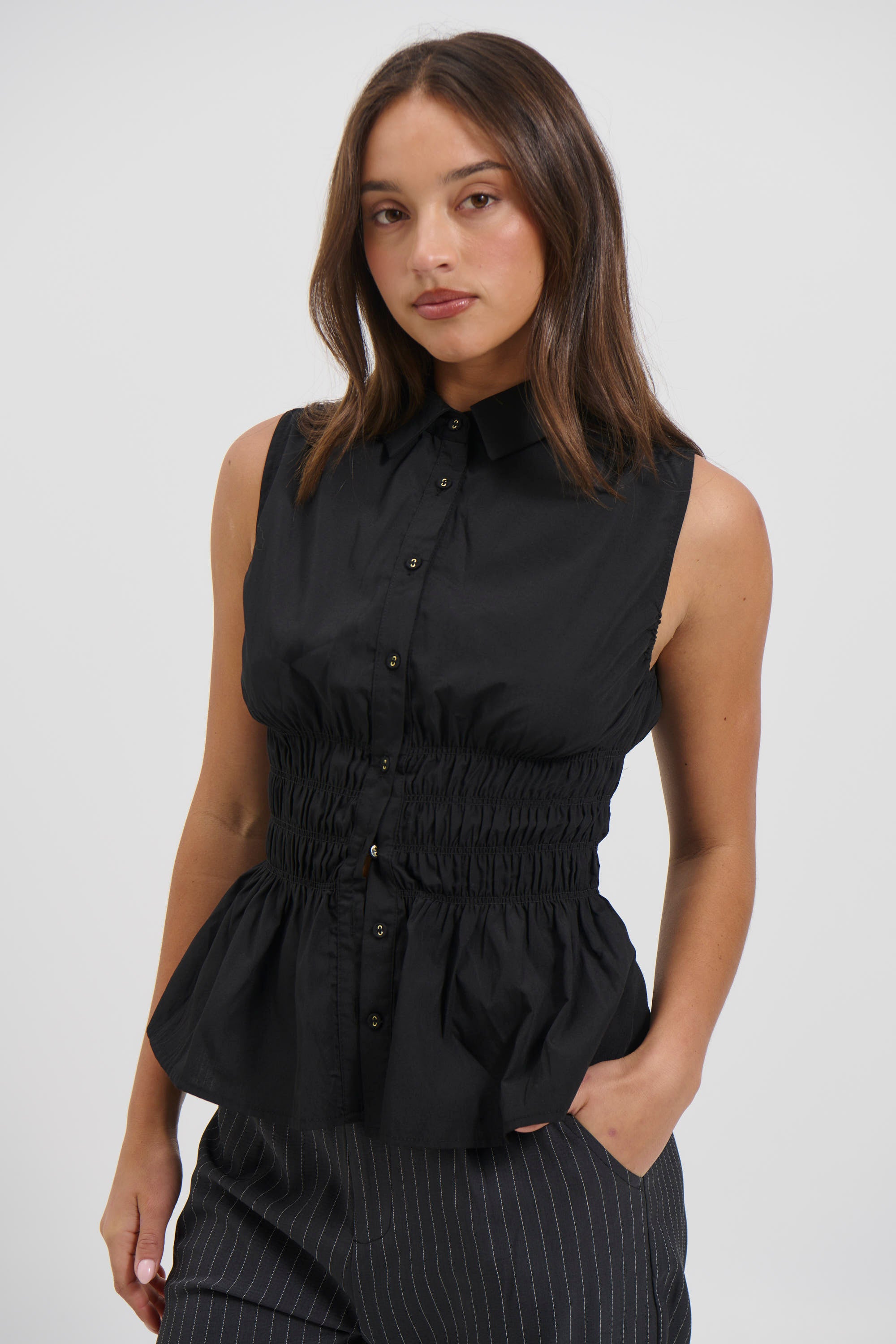 Stevie Sleeveless Shirt Black