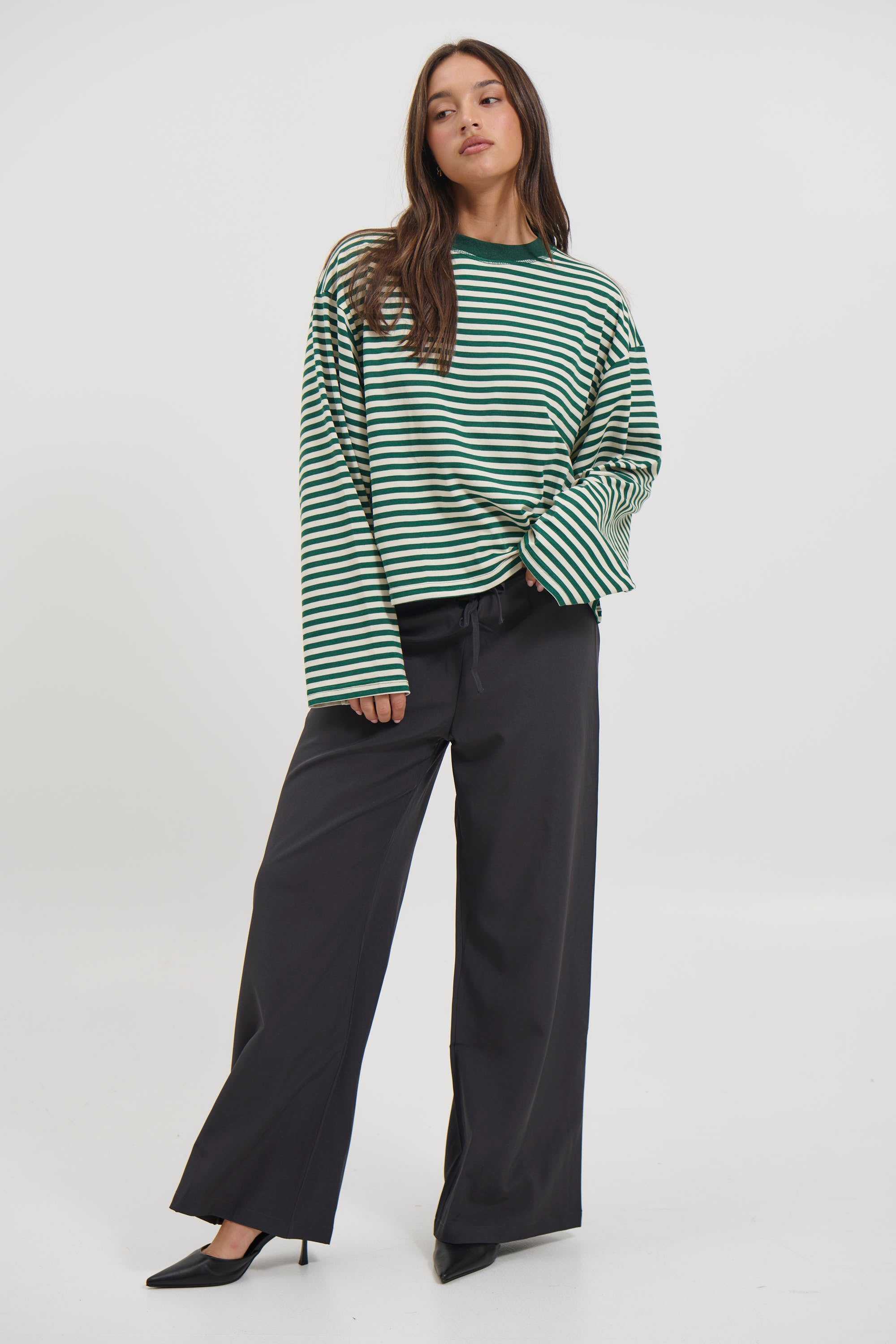Bloom Long Sleeve Moss Stripe