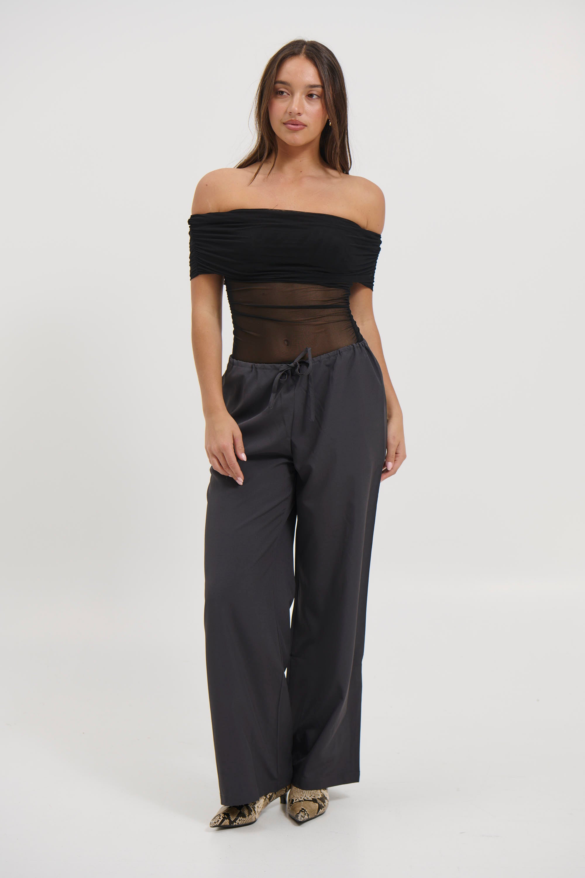 Penny Mesh Bodysuit Black