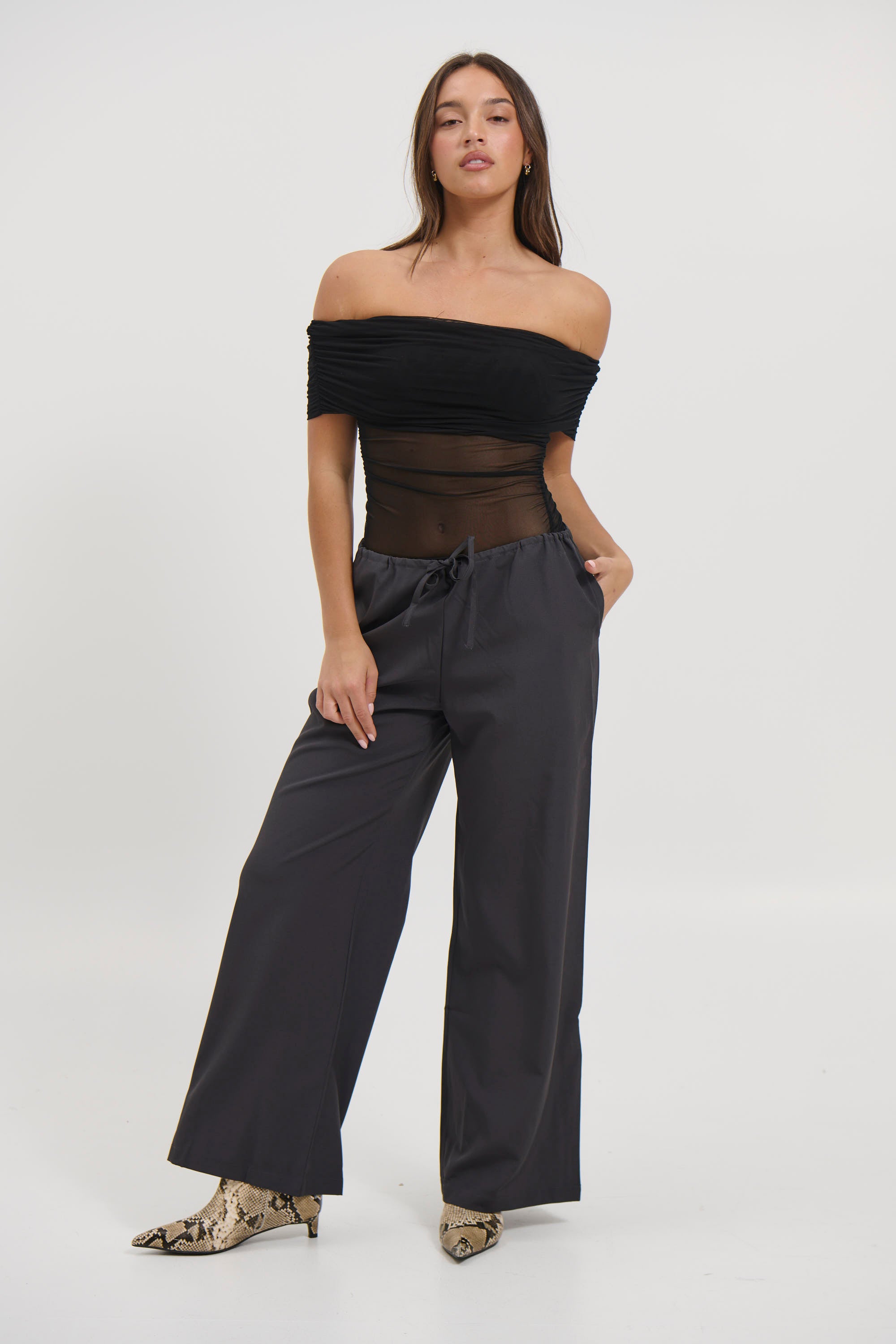 Penny Mesh Bodysuit Black
