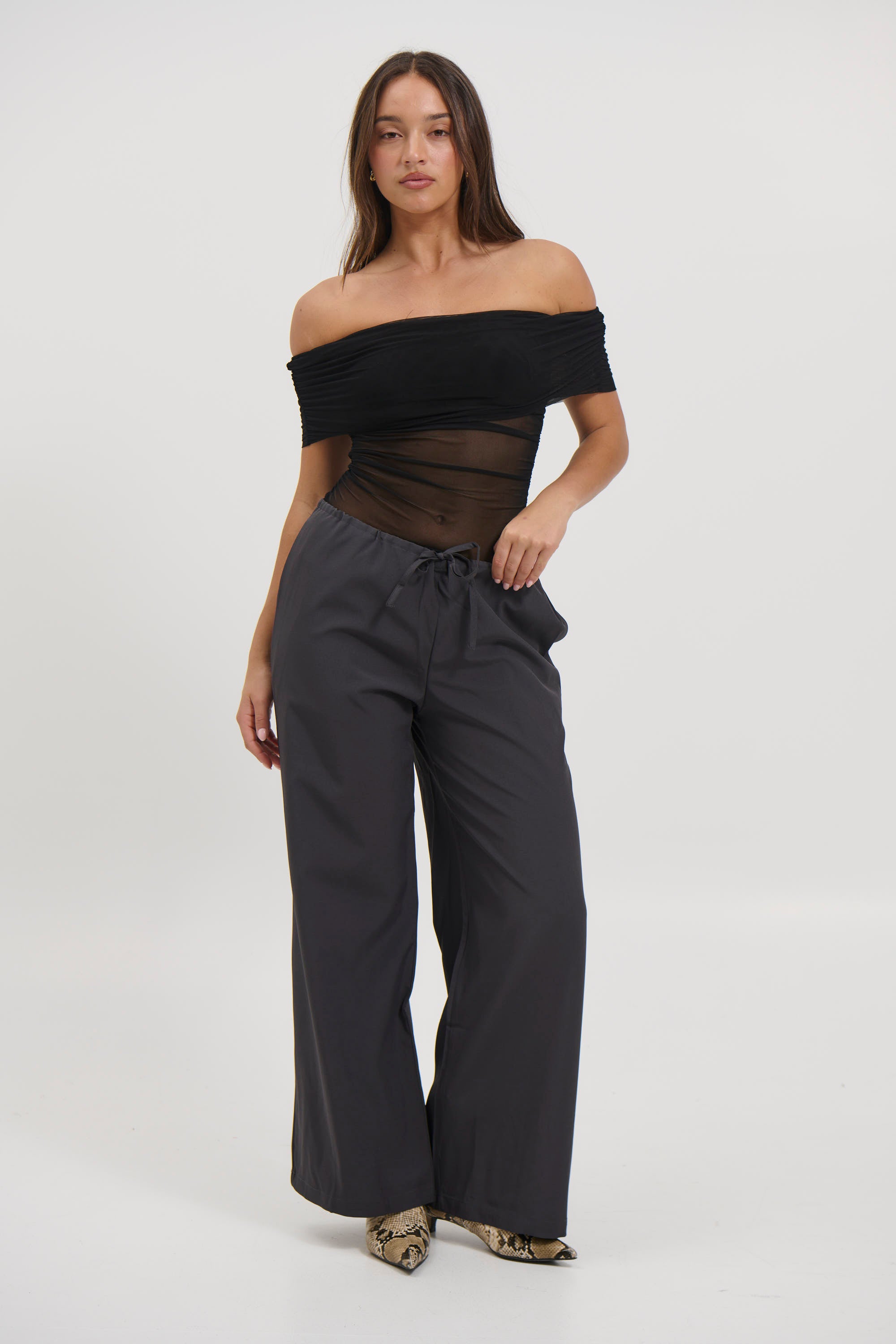 Penny Mesh Bodysuit Black