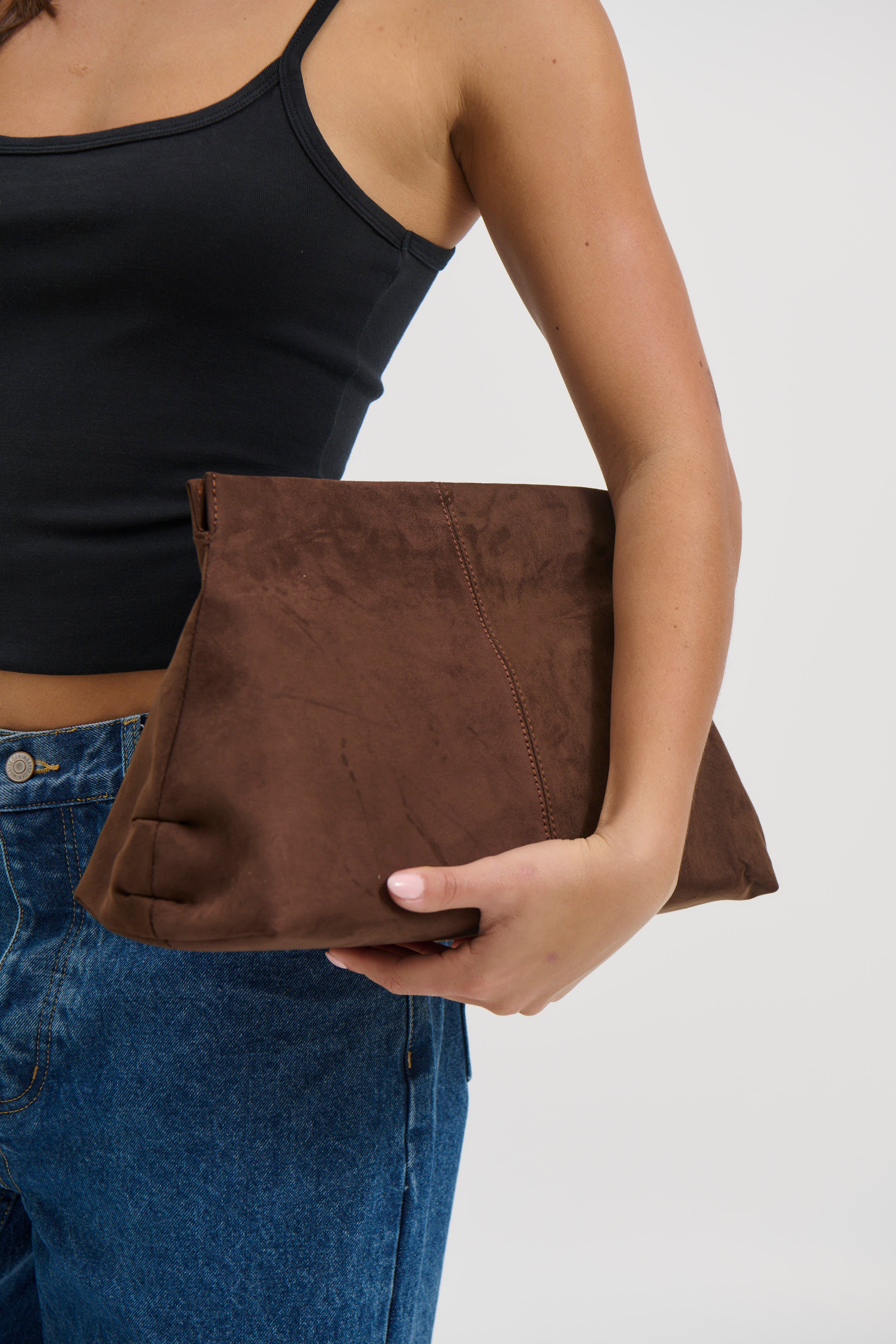 Becca Suede Clutch Chocolate