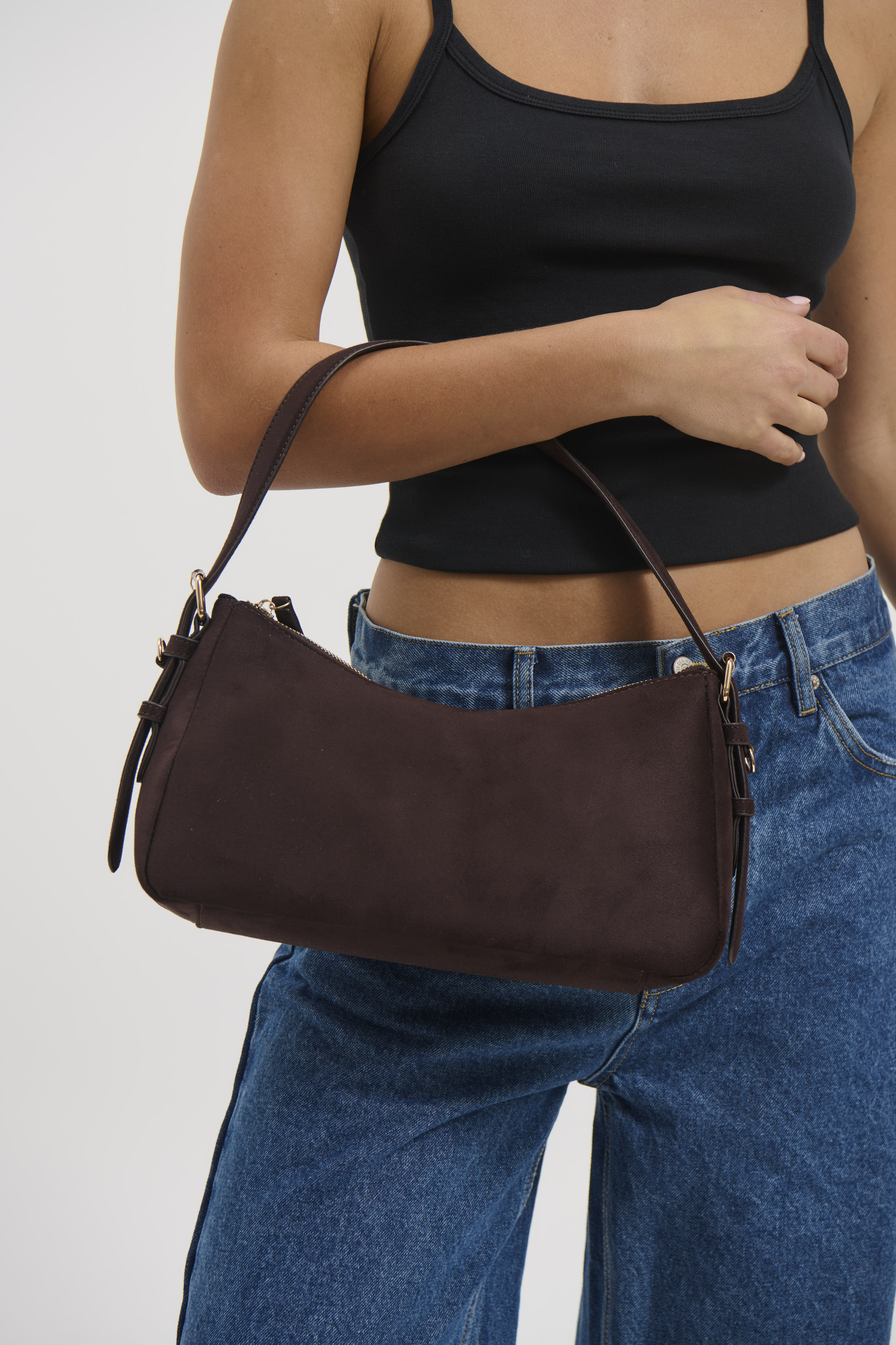 Allegra Shoulder Bag Chocolate Suede