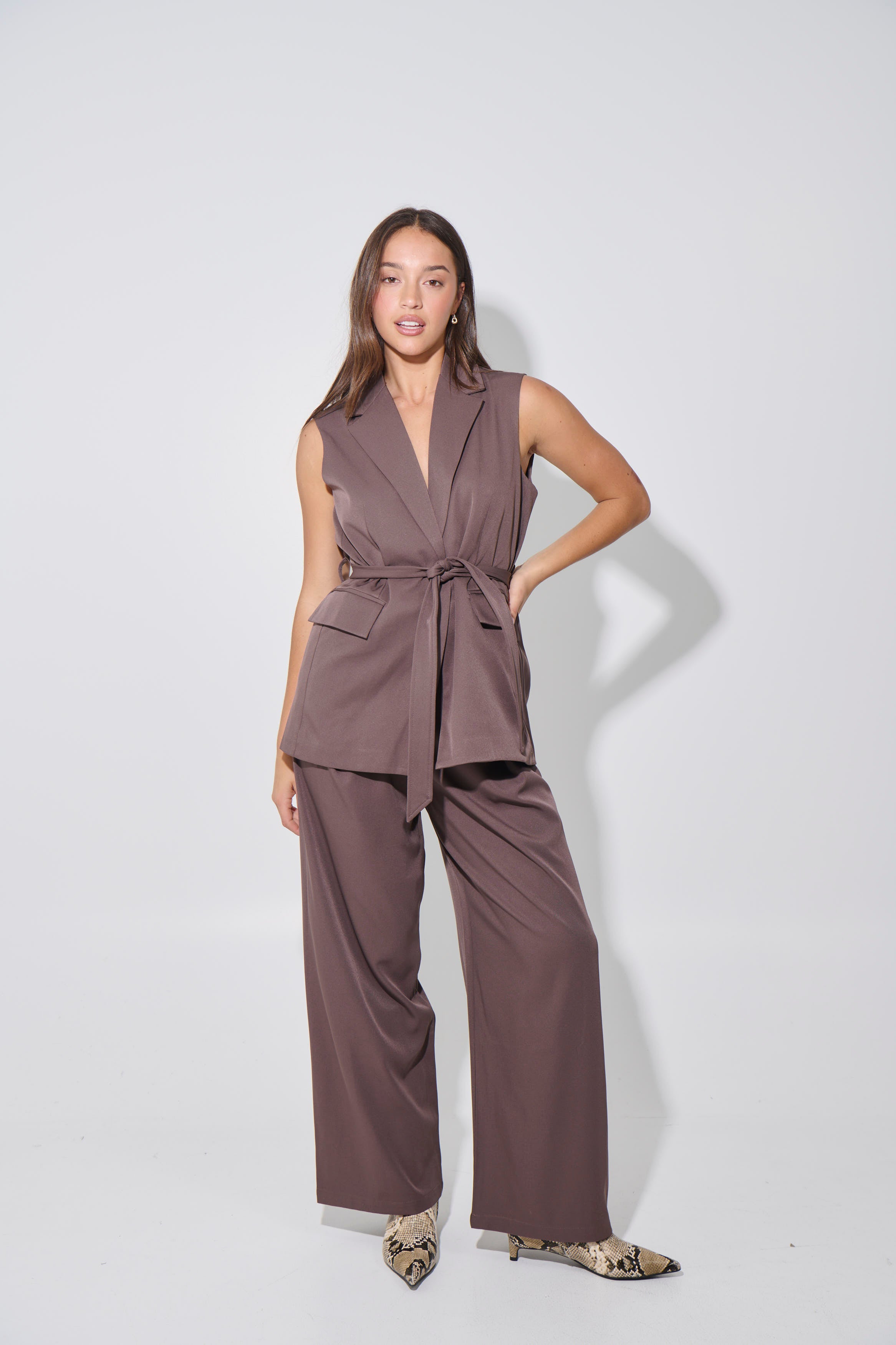 Vance Sleeveless Blazer Chocolate