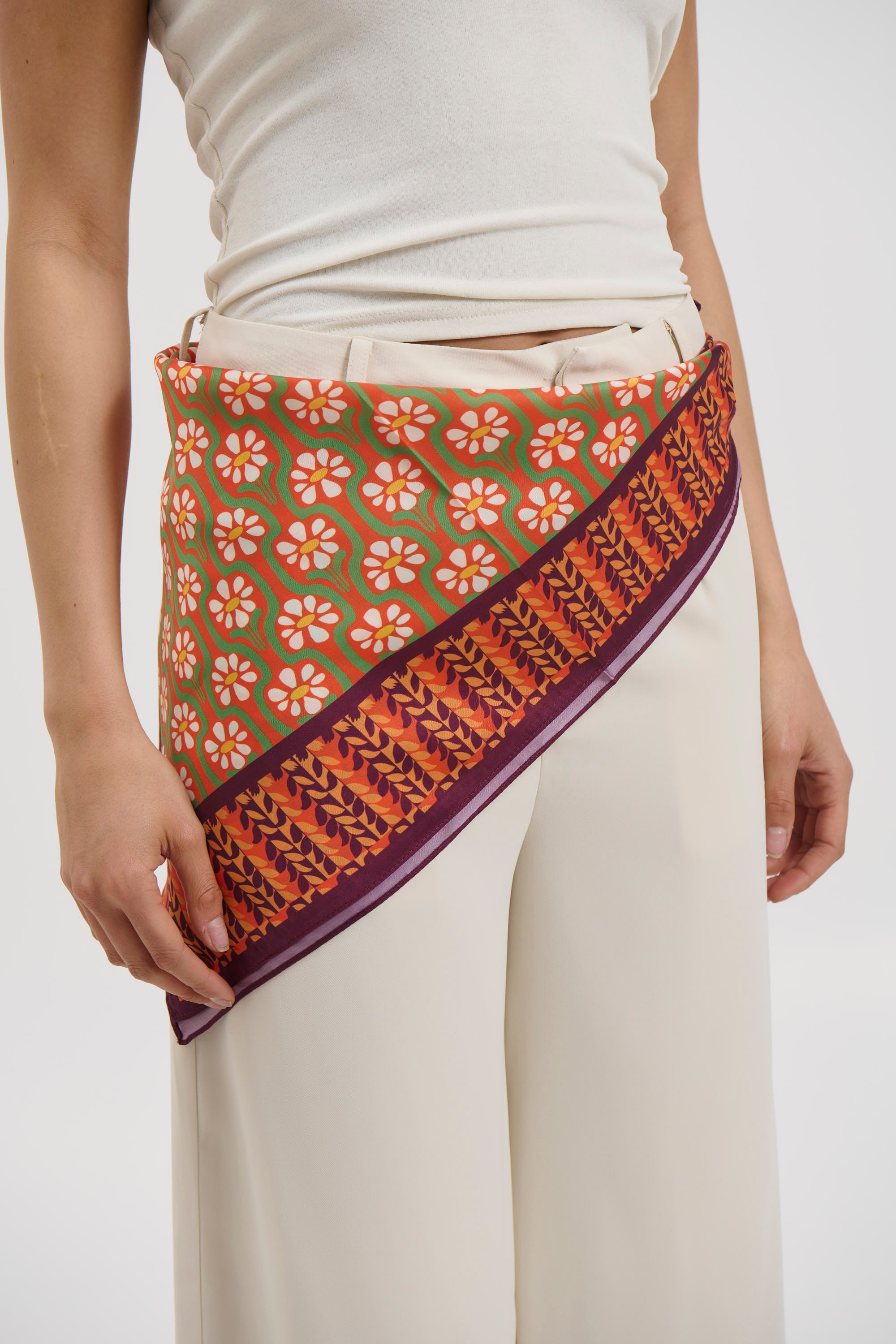 Clementine Daisy Print Bandana Orange