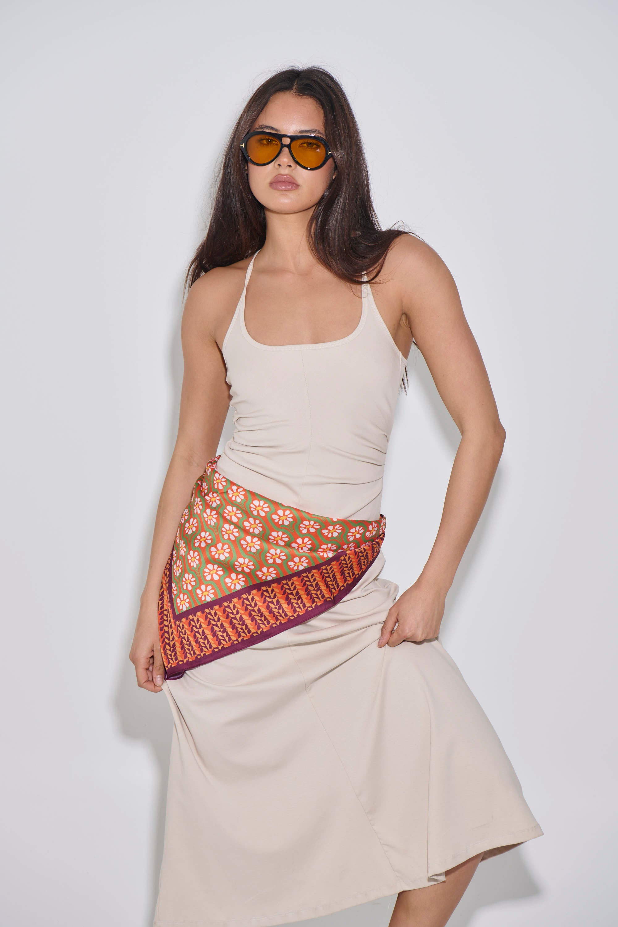 Clementine Daisy Print Bandana Orange