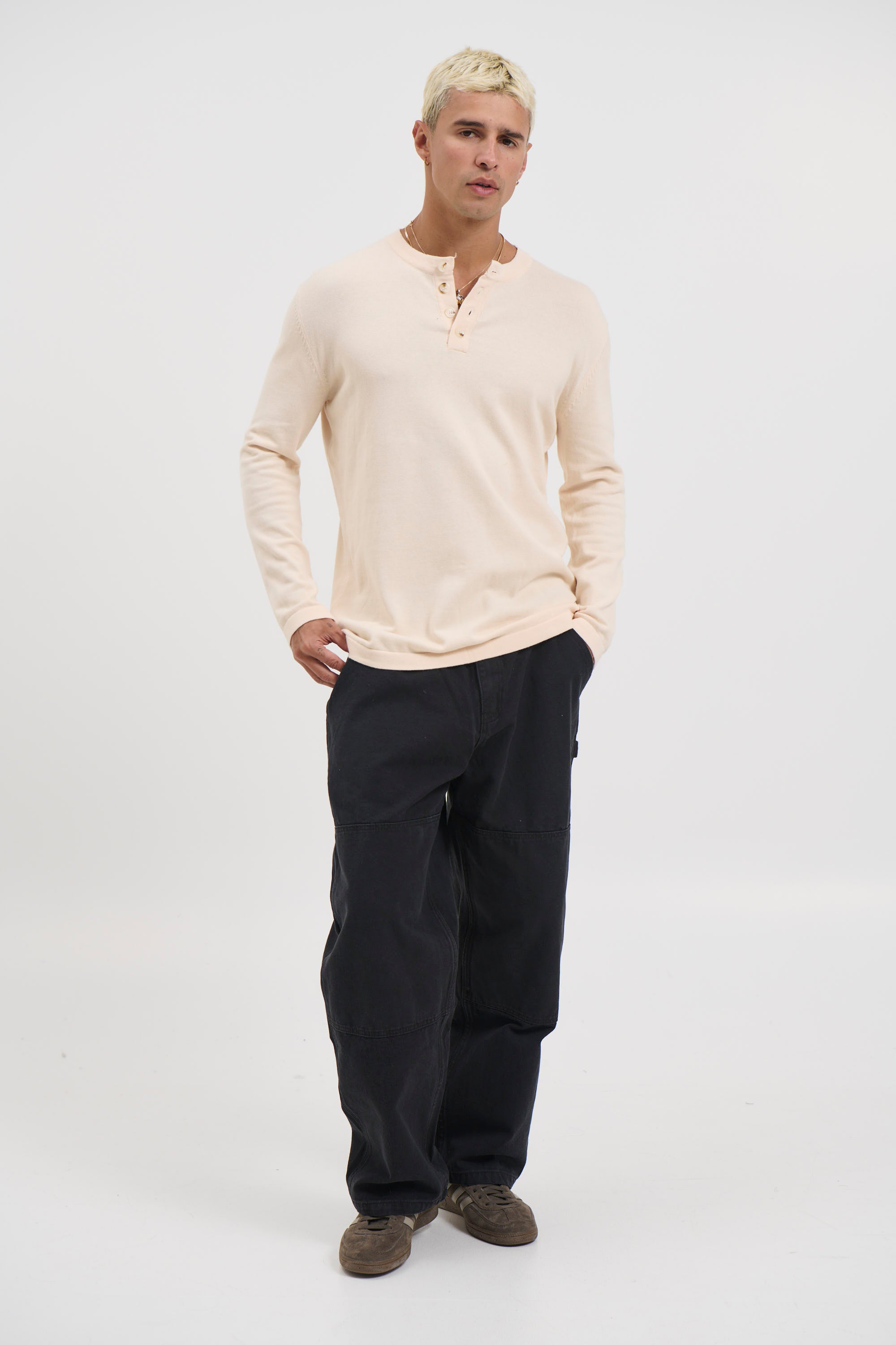 Jackson Fitted Henley Ivory