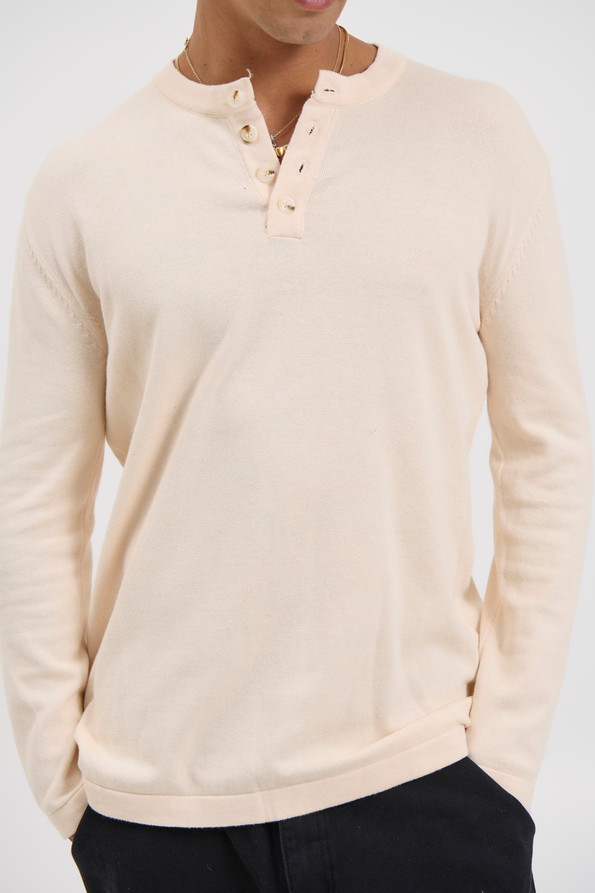 Jackson Fitted Henley Ivory